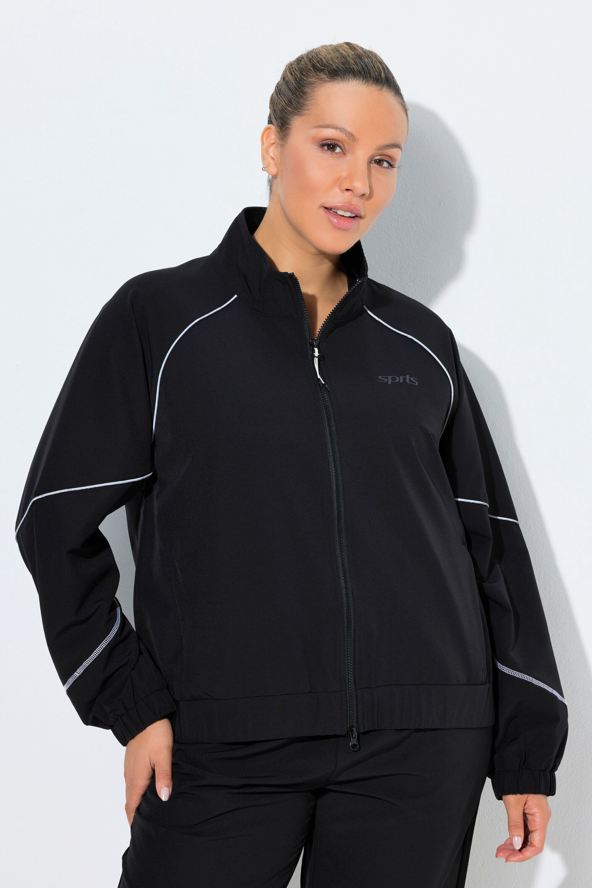 Ulla Popken Funktionsjacke Funktions-Trainingsjacke Stehkragen 2-Wege-Zipper