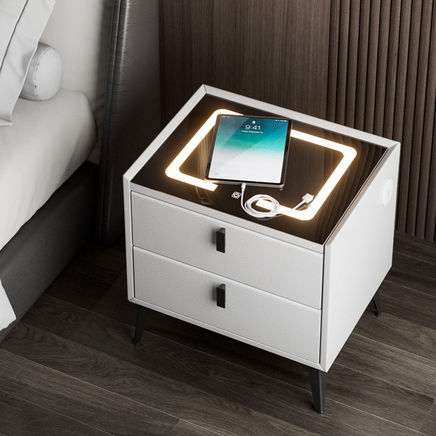 oyajia Nachttisch LED Nachttisch mit Wireless günstig online kaufen