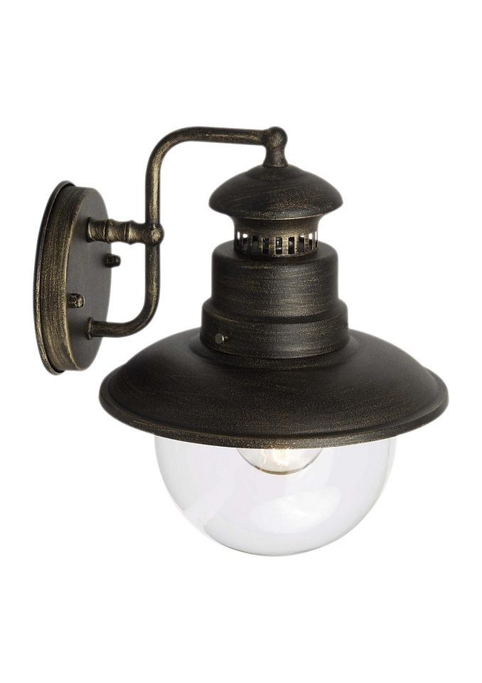 Brilliant Außen-Wandleuchte ARTU, LED wechselbar, 26cm Höhe, E27 max. 60W, Metall, hängend schwarz gold, rustikal