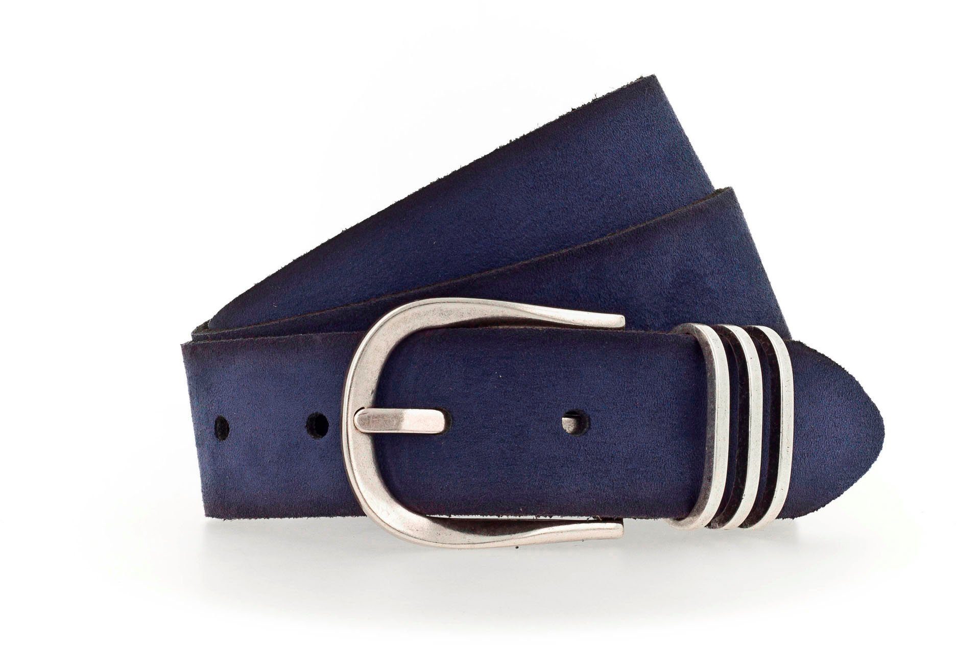 Tamaris Ledergürtel mit polierter Schließe blau