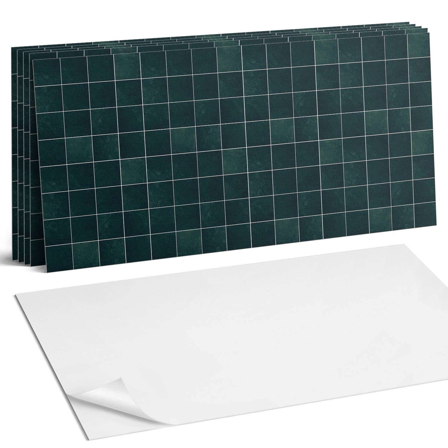 Coloray Vinylfliesen Wasserabweisend und Selbstklebend für Wand und Boden, Geometrisches Fliesenmuster, Schwarz
