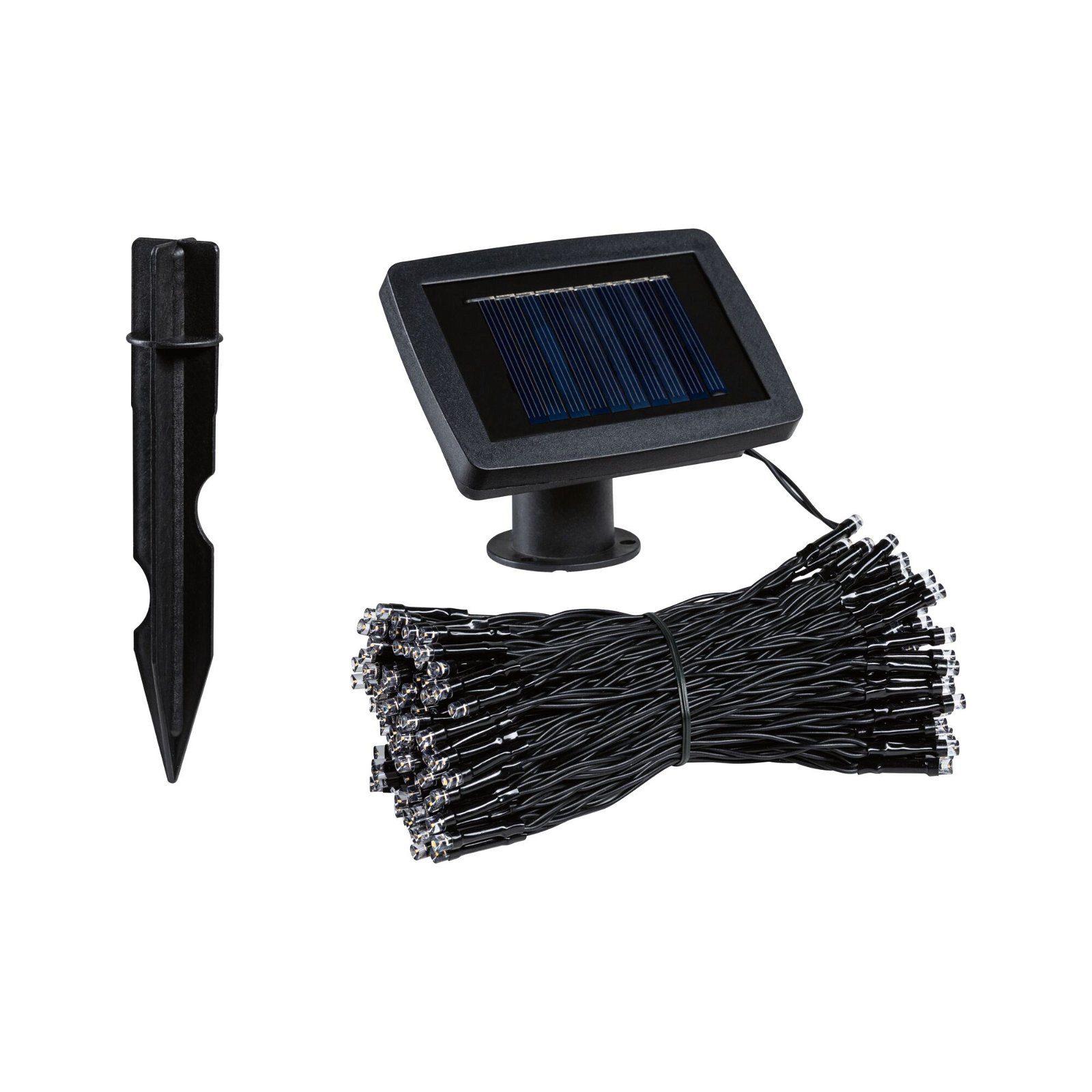Paulmann LED Gartenstrahler Solar Lichterkette Aurinka IP44 3000K 0lm/m Schwarz, LED fest integriert, Warmweiß