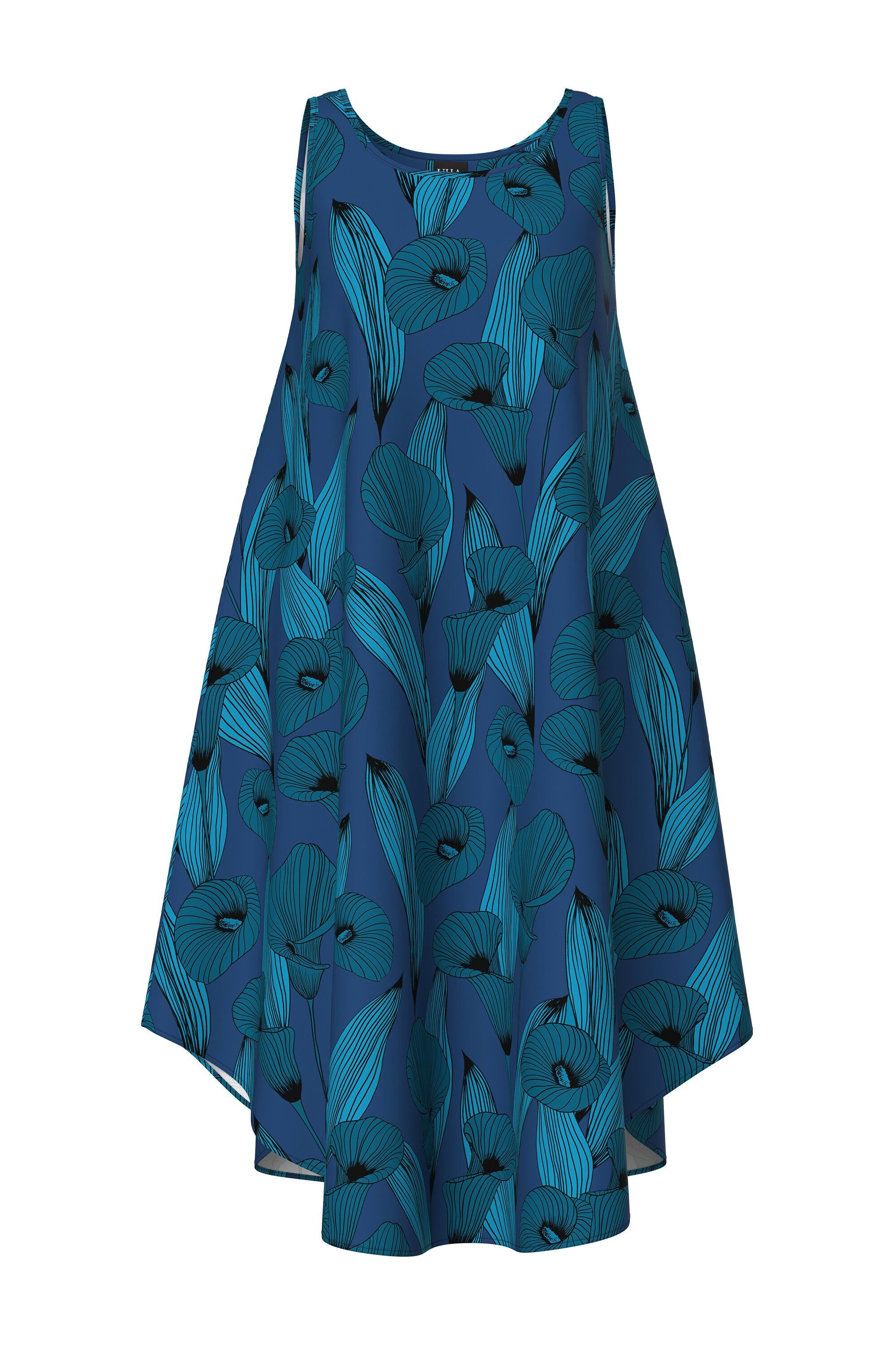 Ulla Popken Maxikleid Midikleid Callas A-Linie Rundhals ärmellos