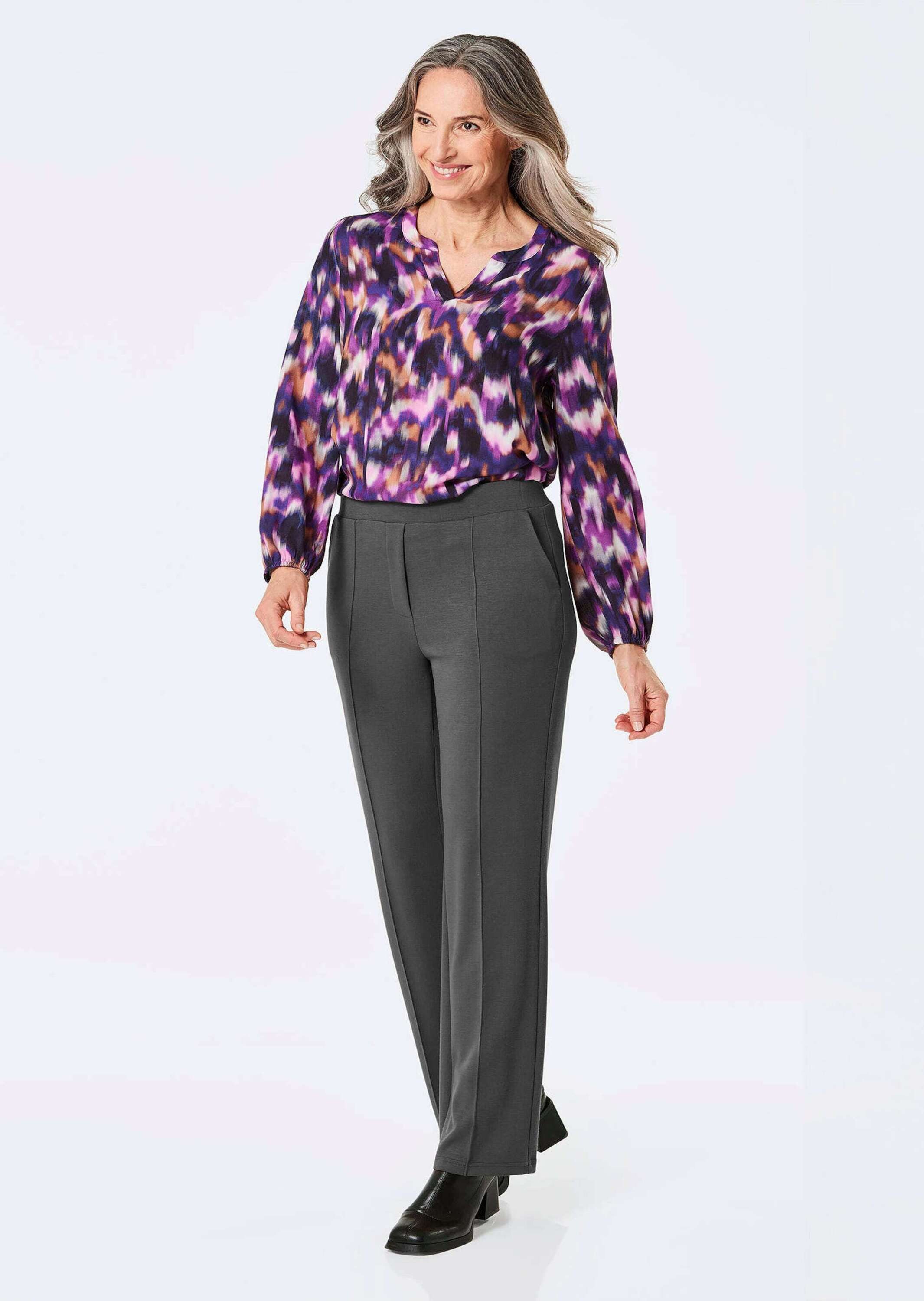 GOLDNER Stoffhose Kurzgröße: Weite Stoffhose VERA mit Biesen Lange Hose mit günstig online kaufen