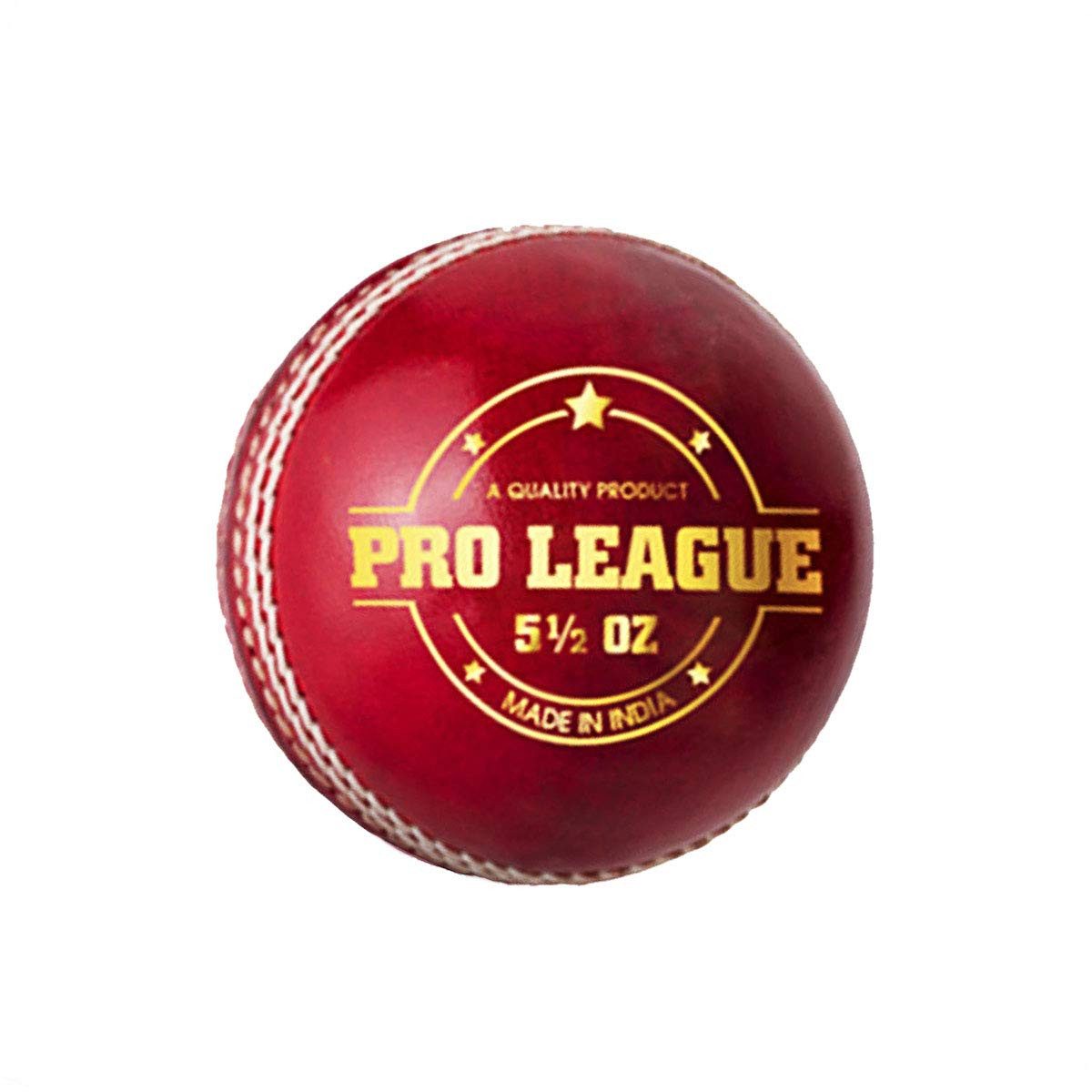 DSC Tennisball DSC Pro League Cricket-Lederball, Bessere Formbeständigkeit (Enthaltene Komponenten: 1 Cricketball, Spielfläche: Innen/Außen, Strapazierfähig und langlebig), Naturkern, vierteilig, langlebig, fein & exzellente Qualität.