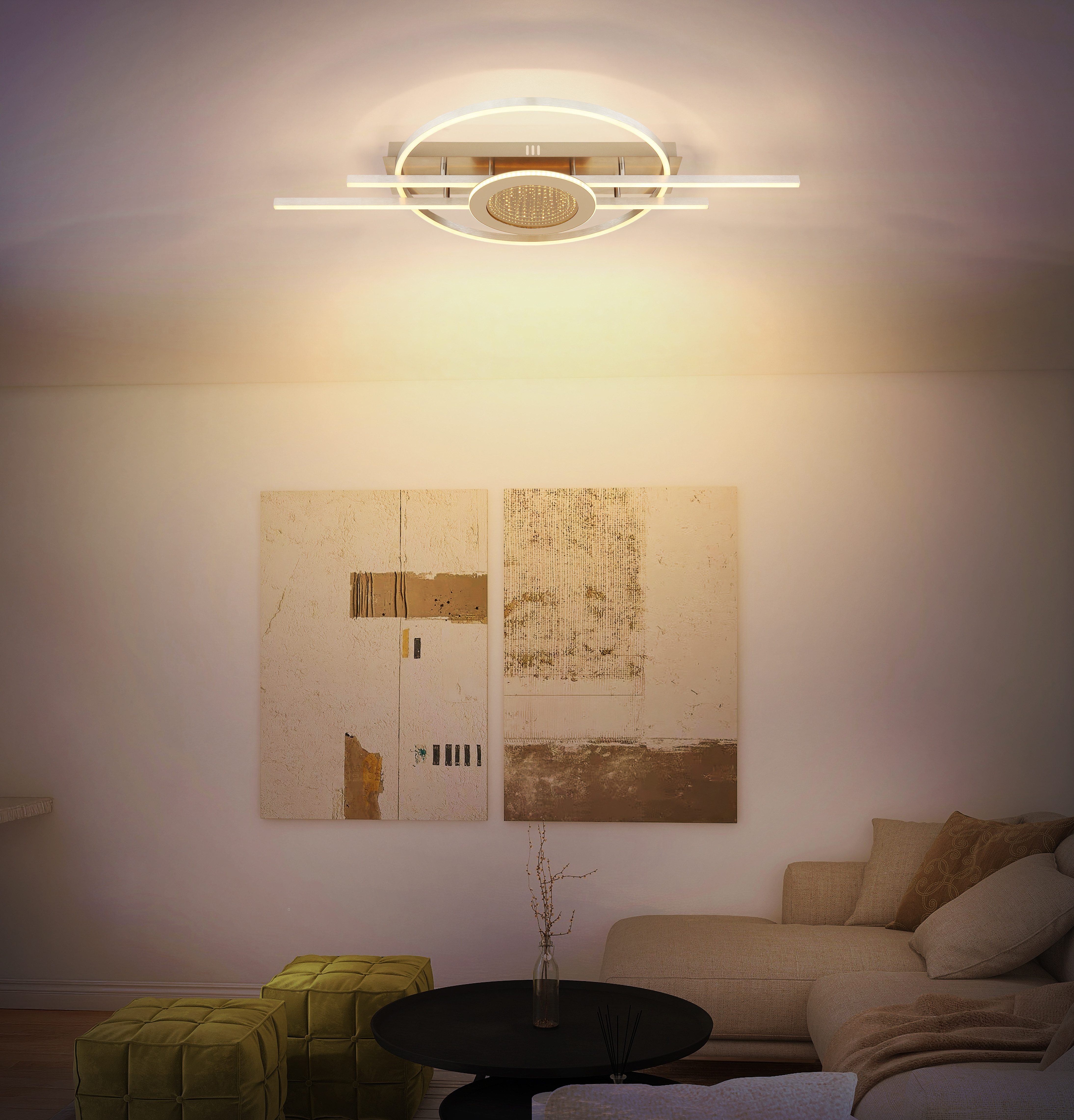 GLOBO LIGHTING Deckenleuchte DONTE, LED fest integriert, Warmweiß, Große LED-Deckenleuchte mit 3D-Effekt, stark & dekorativ