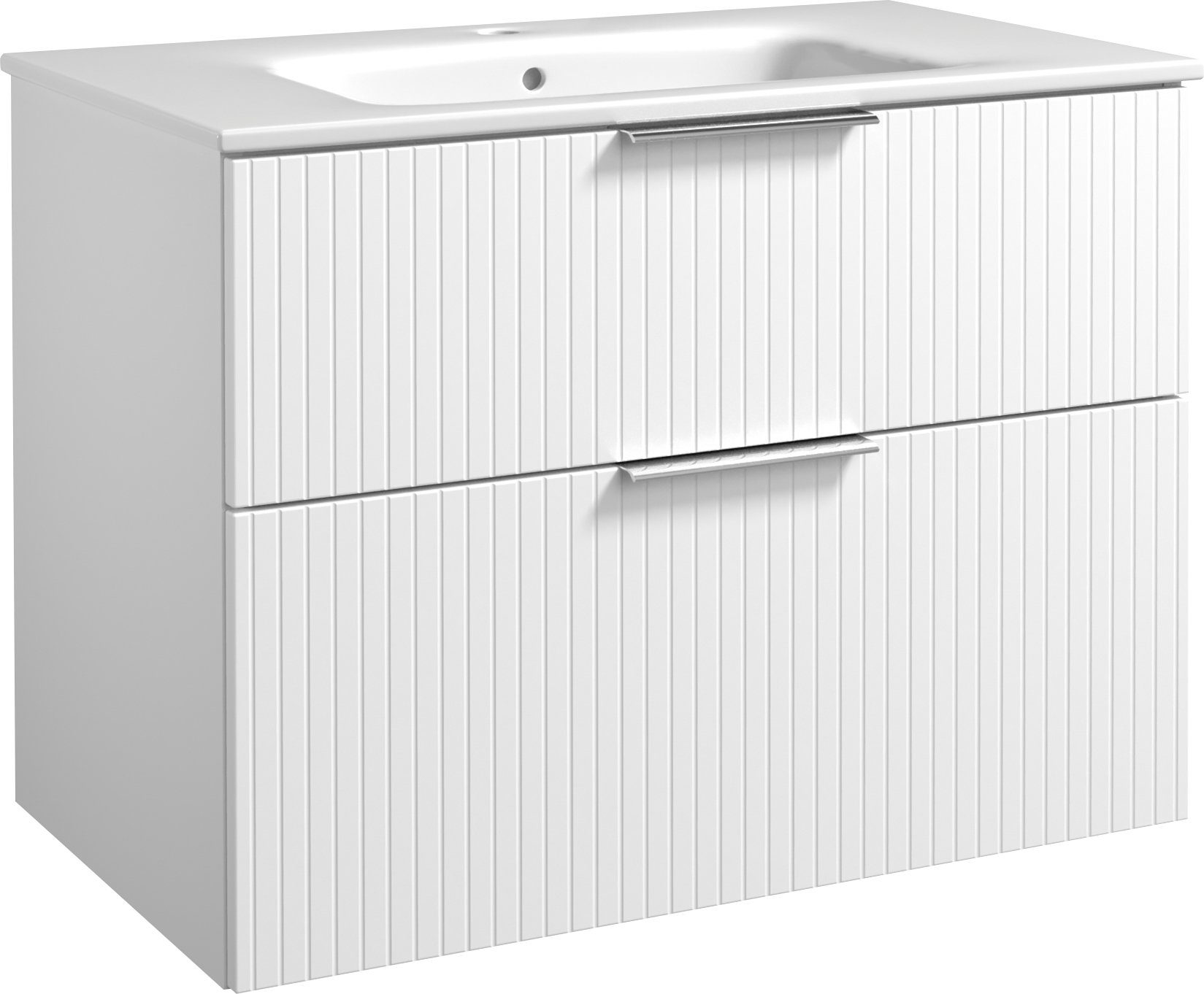 welltime Waschtisch G-Line, mit Keramik Waschbecken, Schubladen mit Softclose, trendig geriffelt