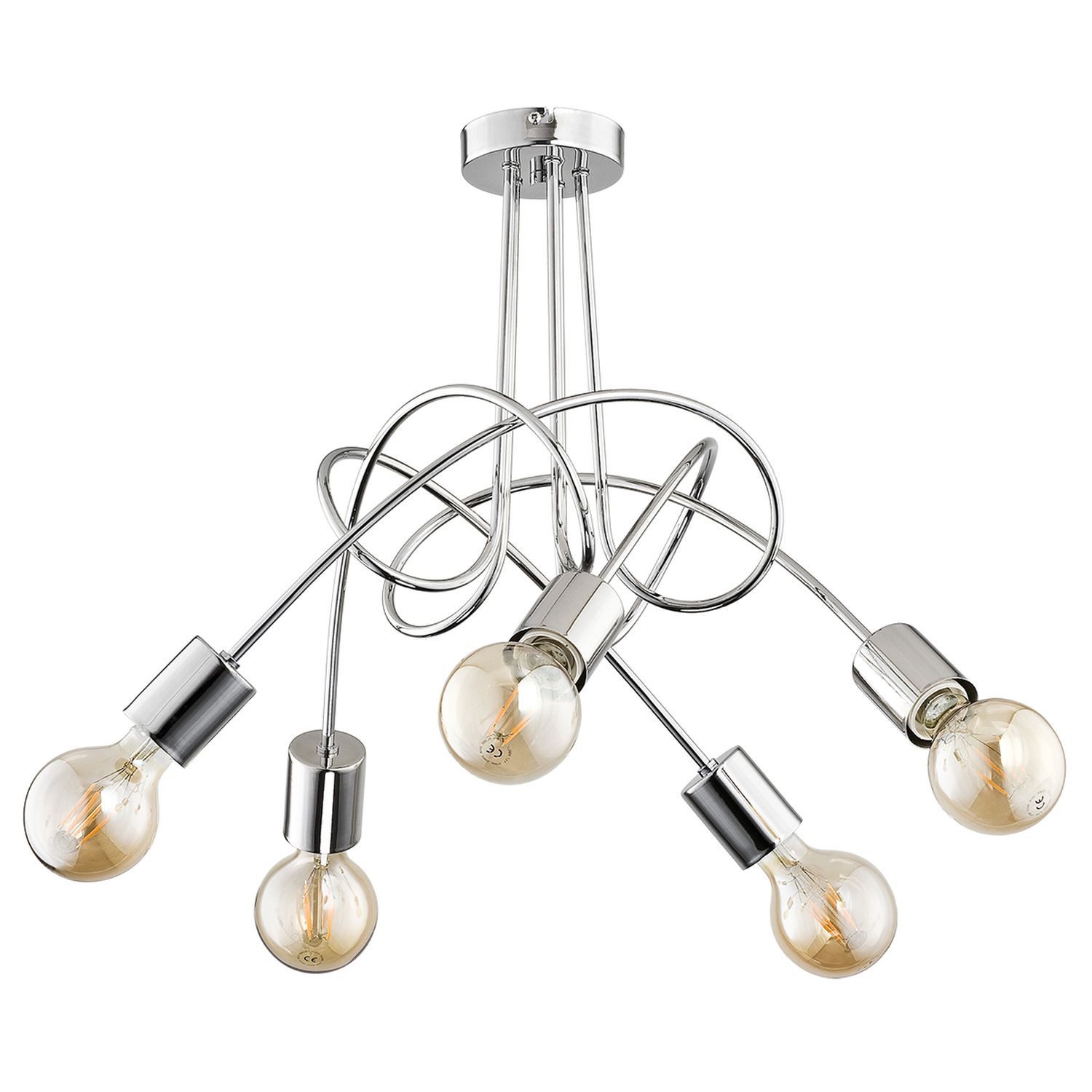 Licht-Erlebnisse Deckenleuchte KALMAR, ohne Leuchtmittel, Metall E27 B: 50 cm Chrom Retro