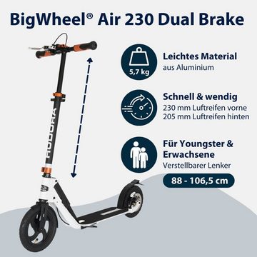 Hudora Cityroller BigWheel® Air 230 Dual Brake Scooter, einklappbarer, höhenverstellbarer Tretroller