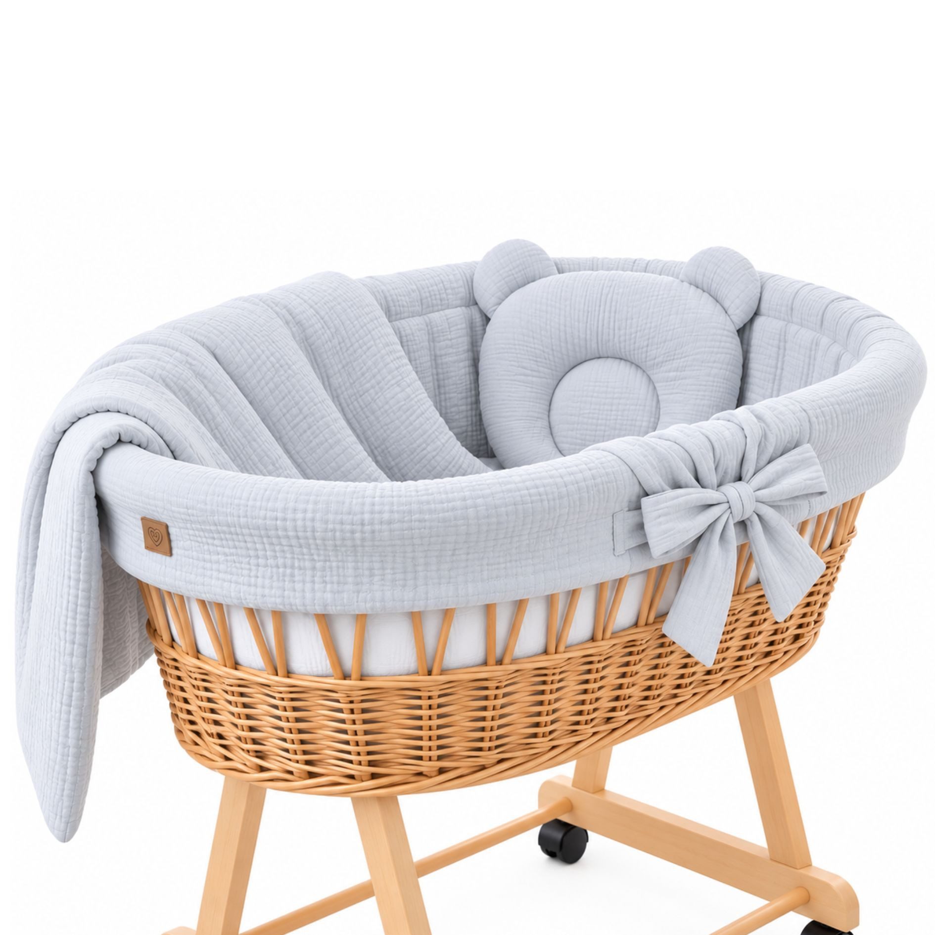 Babymajawelt Babybettwäsche Stubenwagen Bettwäsche Set 4tlg. Musselin Bett Set, Musselin, 4 teilig, Made in EU, Besonders Weich, Reine Baumwolle, Ohne Himmel