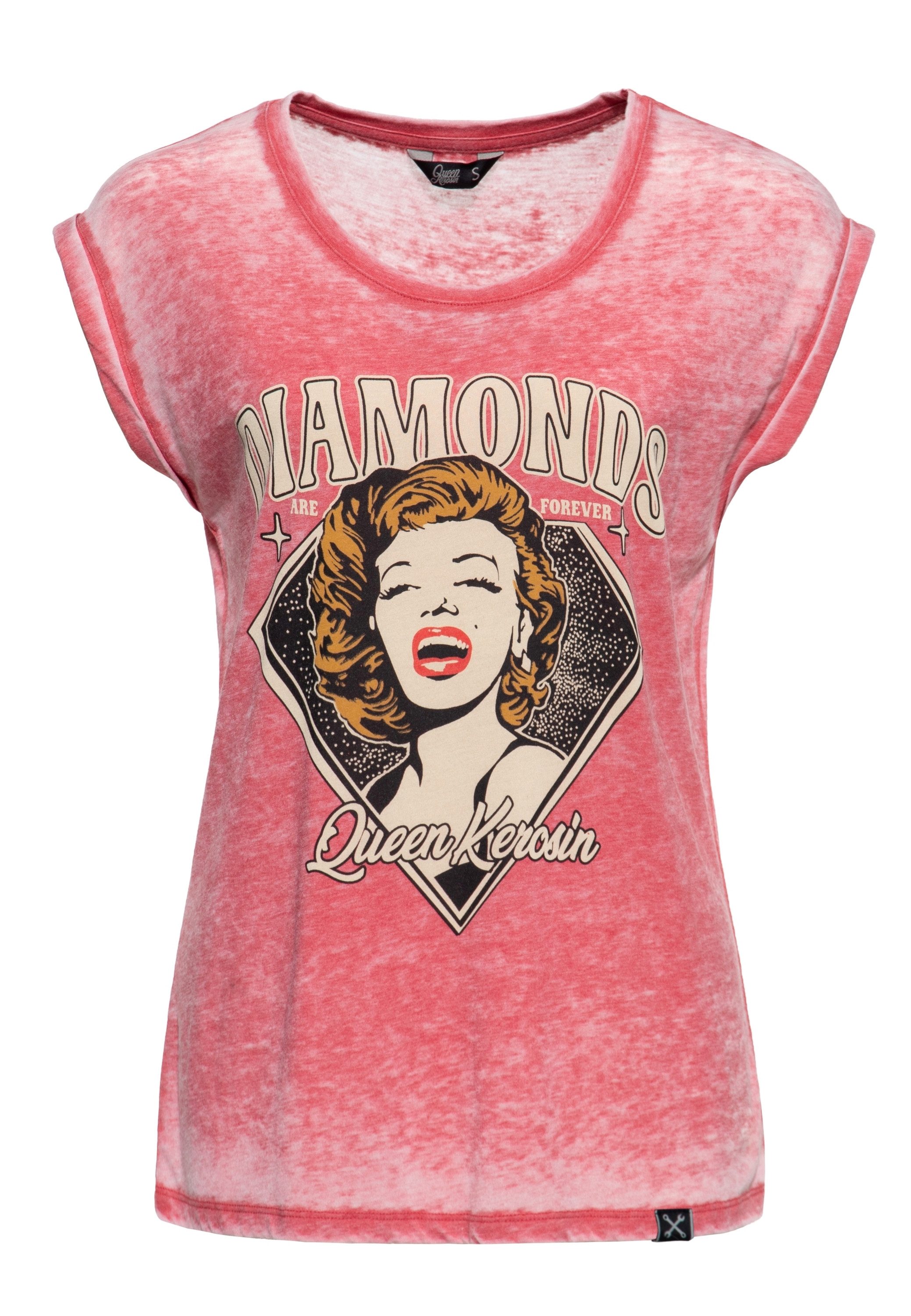 QueenKerosin Print-Shirt Diamonds (1-tlg) mit Frontprint im 50s Stil