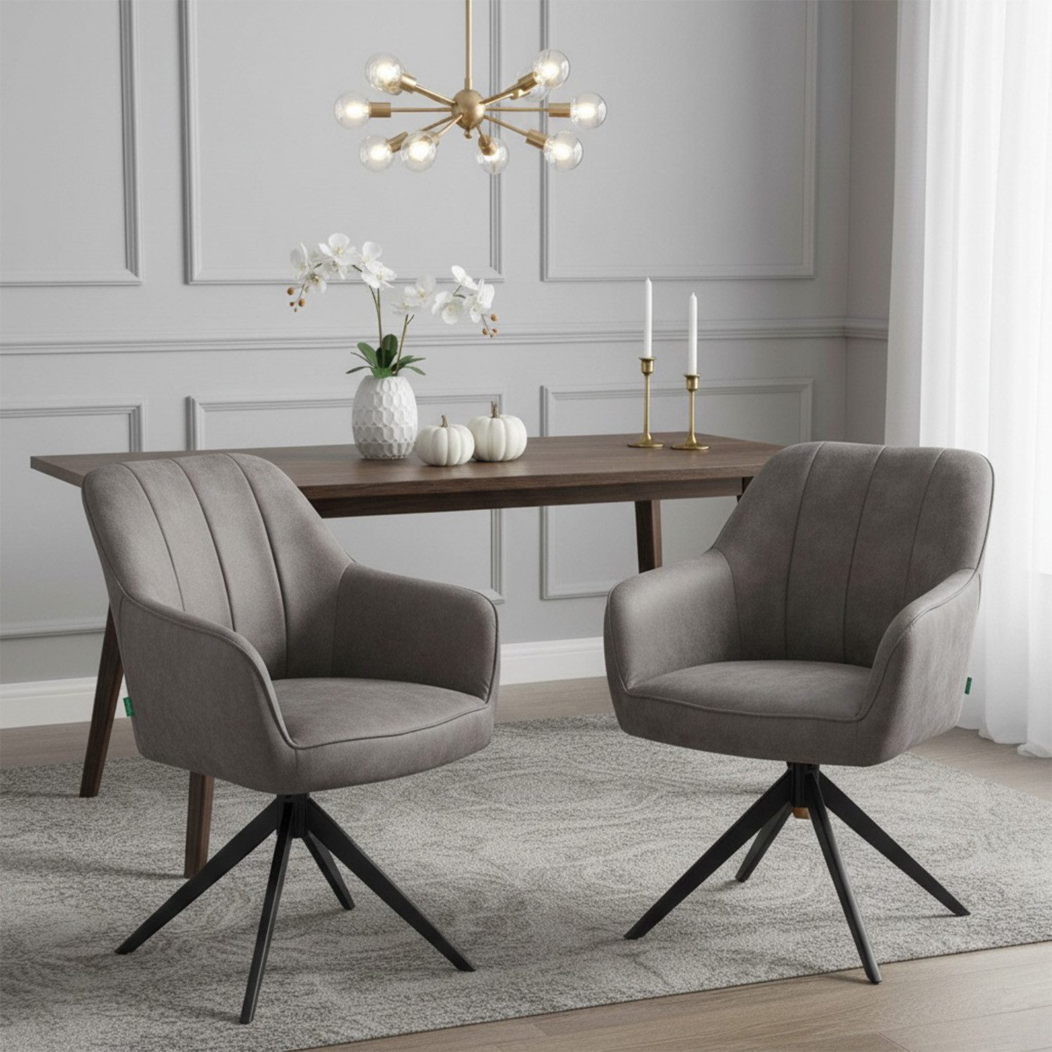 DUBI Möbel Polsterstuhl Mika-Timo 2er-Set, Federkern, pulverbeschichtet, 36 günstig online kaufen