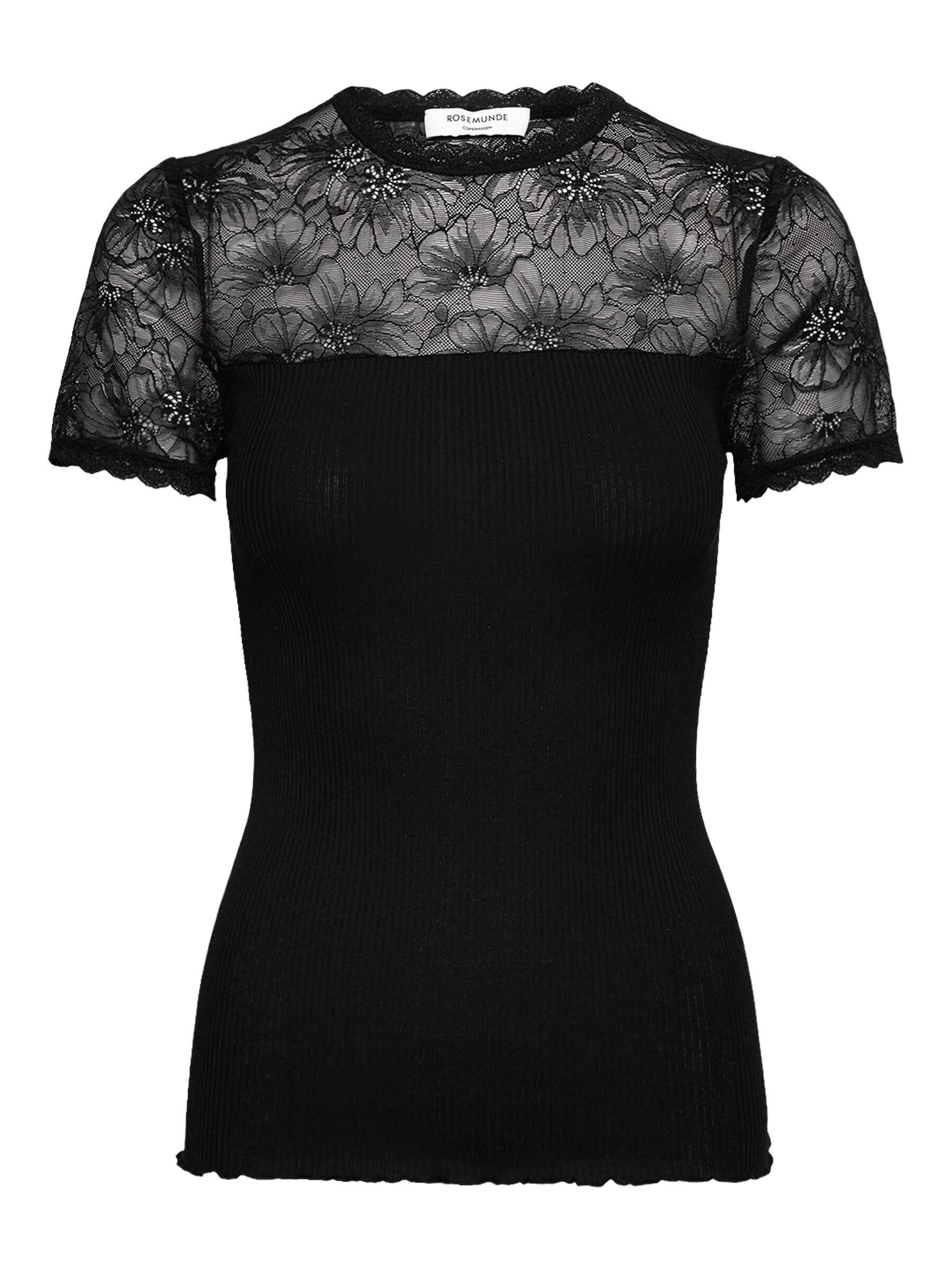 rosemunde T-Shirt Beatha lace t-shirt Halbarm, Ärmel und Dekolleté sowie oberer Rücken aus Spitze, Seidenmix