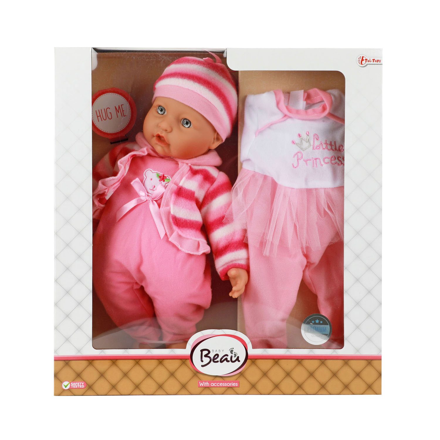 Toi-Toys Anziehpuppe BEAU Geschenkset Babypuppe 40 cm mit Kleidung ab 18 Monaten, 40 cm große Babypuppe