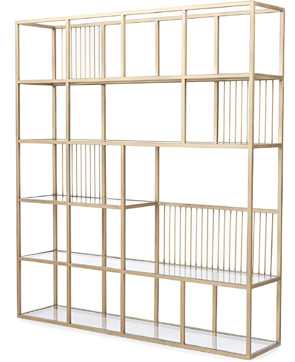 Xlmoebel Bücherregal XLMOEBEL Bücherregal mit goldfarbenem Metallrahmen und Glasböden, 1-tlg., Made in Europa