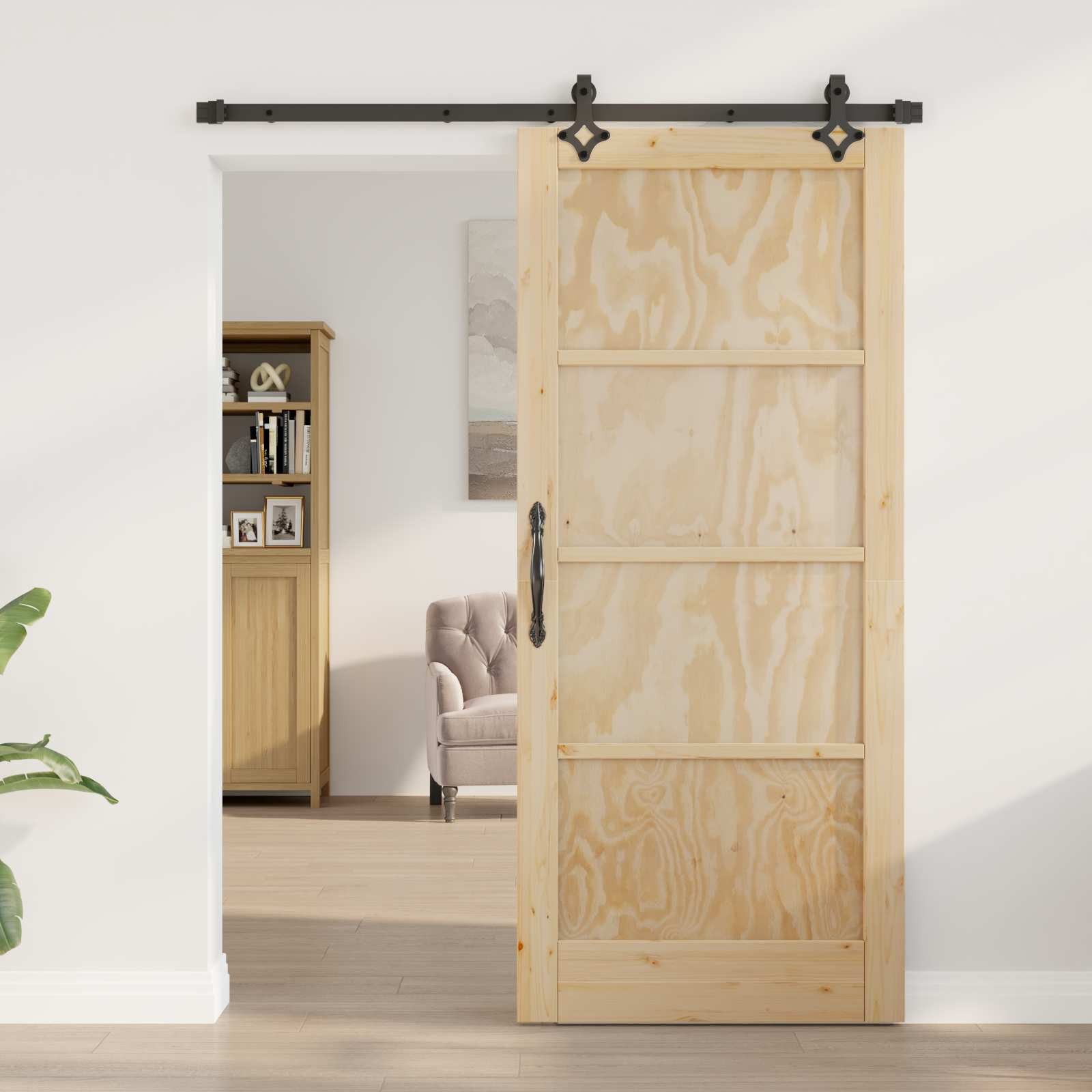 vidaXL Haustür Schiebetür ORKDAL 86 x 198,5 cm Massives Kiefernholz Natur (1-St)