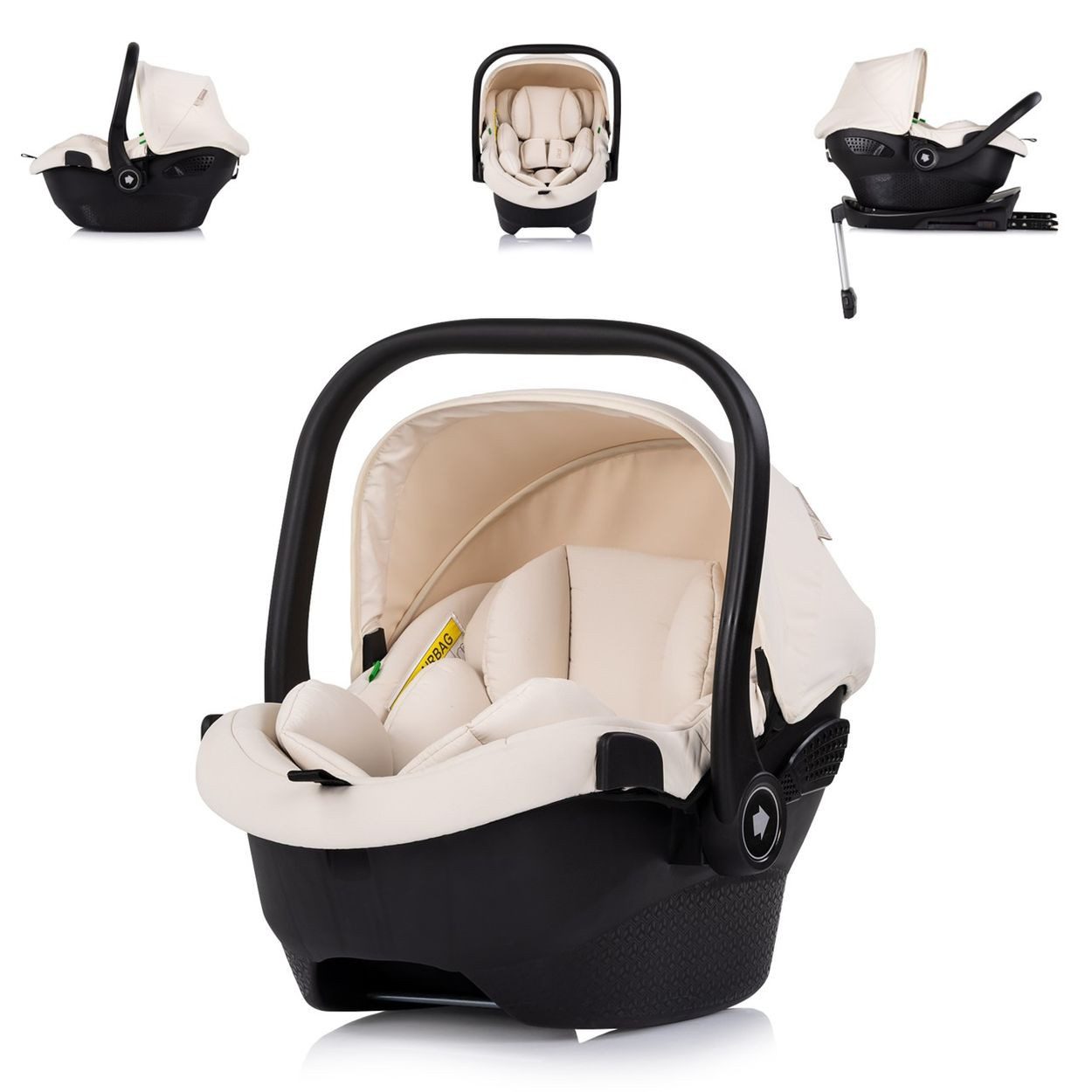 Chipolino Babyschale Set Babyschale Isofix Pearl, ab: 0, bis: 1.25, i-Size (40-85cm) Isofix-Basis-Station Adapter