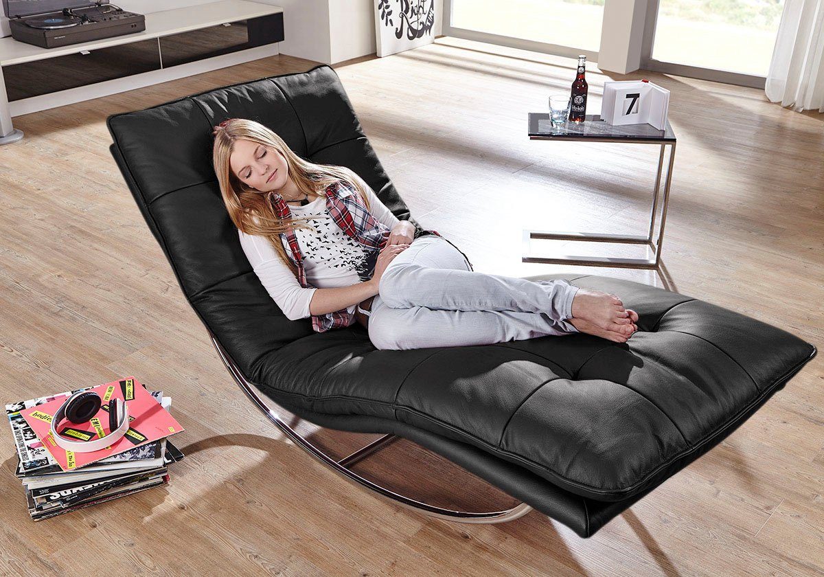 W.SCHILLIG Relaxliege daily dreams, in Waffelkissen-Optik, Schaukelgestell Chrom glänzend, in 2 Breiten