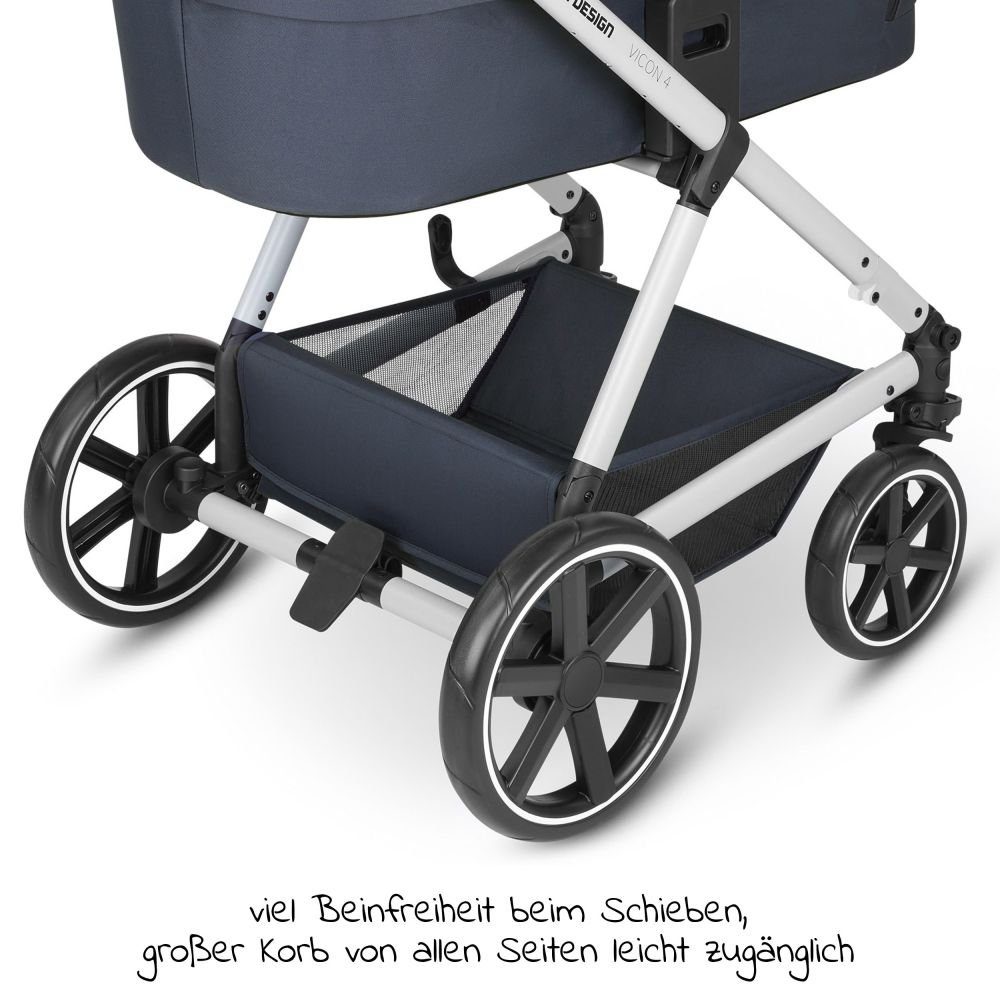 ABC Design Babywanne, Babyschale 3in1 - Regenschutz Kinderwagen Tulip, Lake, mit Classic Buggy - Vicon Edition 4 - (9-tlg), Set Set Kombi-Kinderwagen