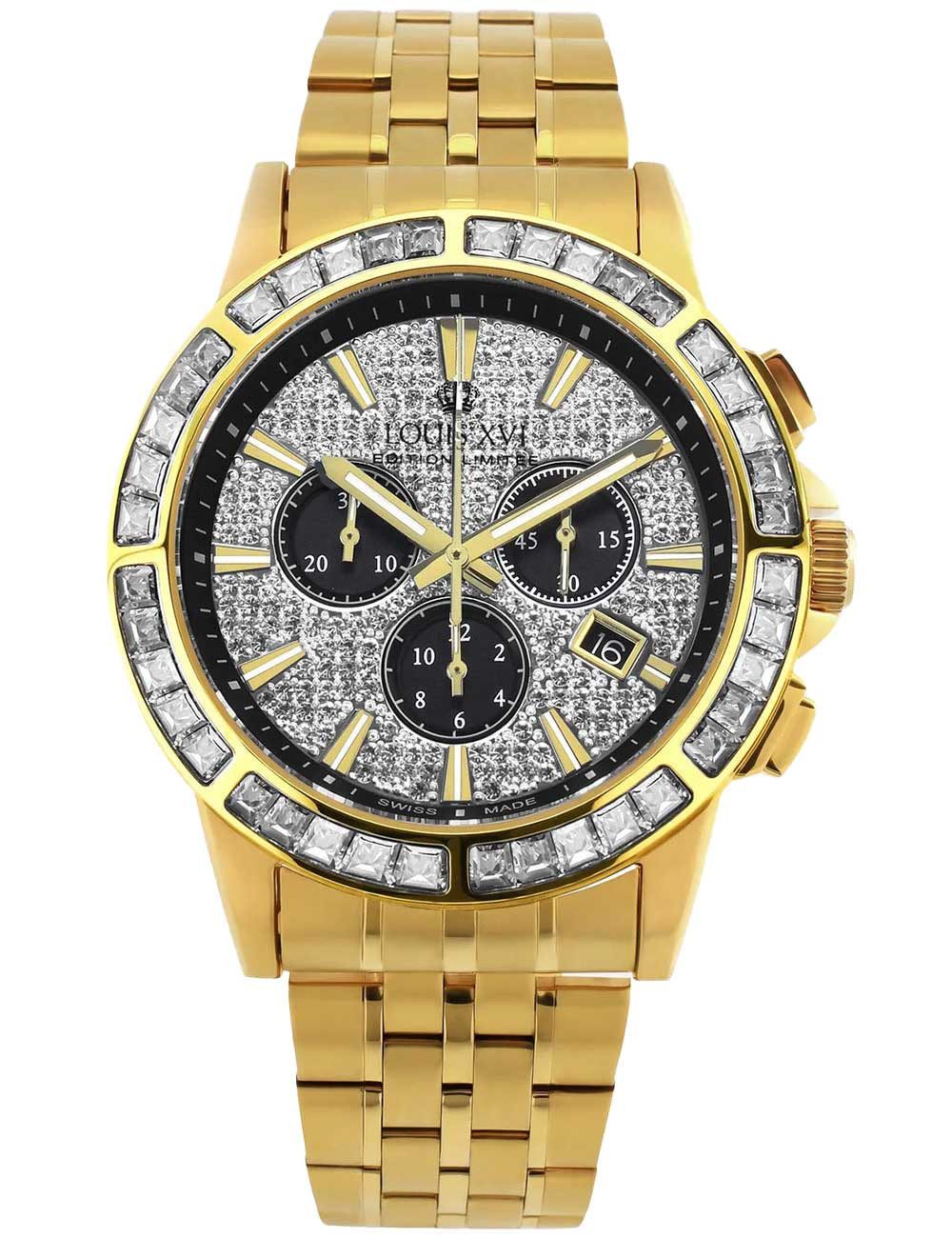Quarzuhr Louis XVI XLXVI1130 Herrenuhr Majesté Iced Out Baguette 43mm 5ATM Louis XVI XLXVI1130 Herrenuhr Majesté Iced Out Baguette 43mm 5ATM