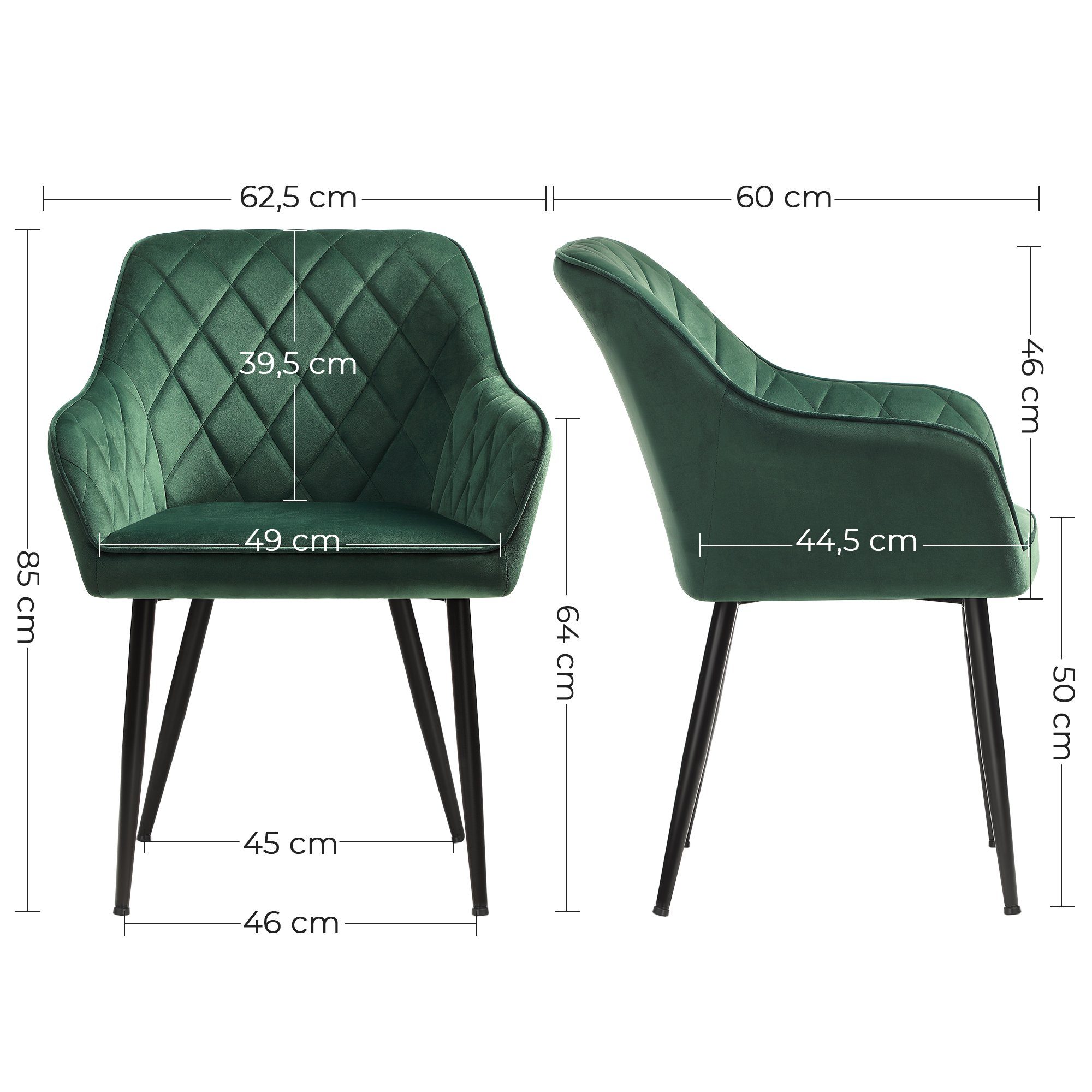 SONGMICS Esszimmerstuhl (6 St), Polsterstühle, Samt, günstig online kaufen