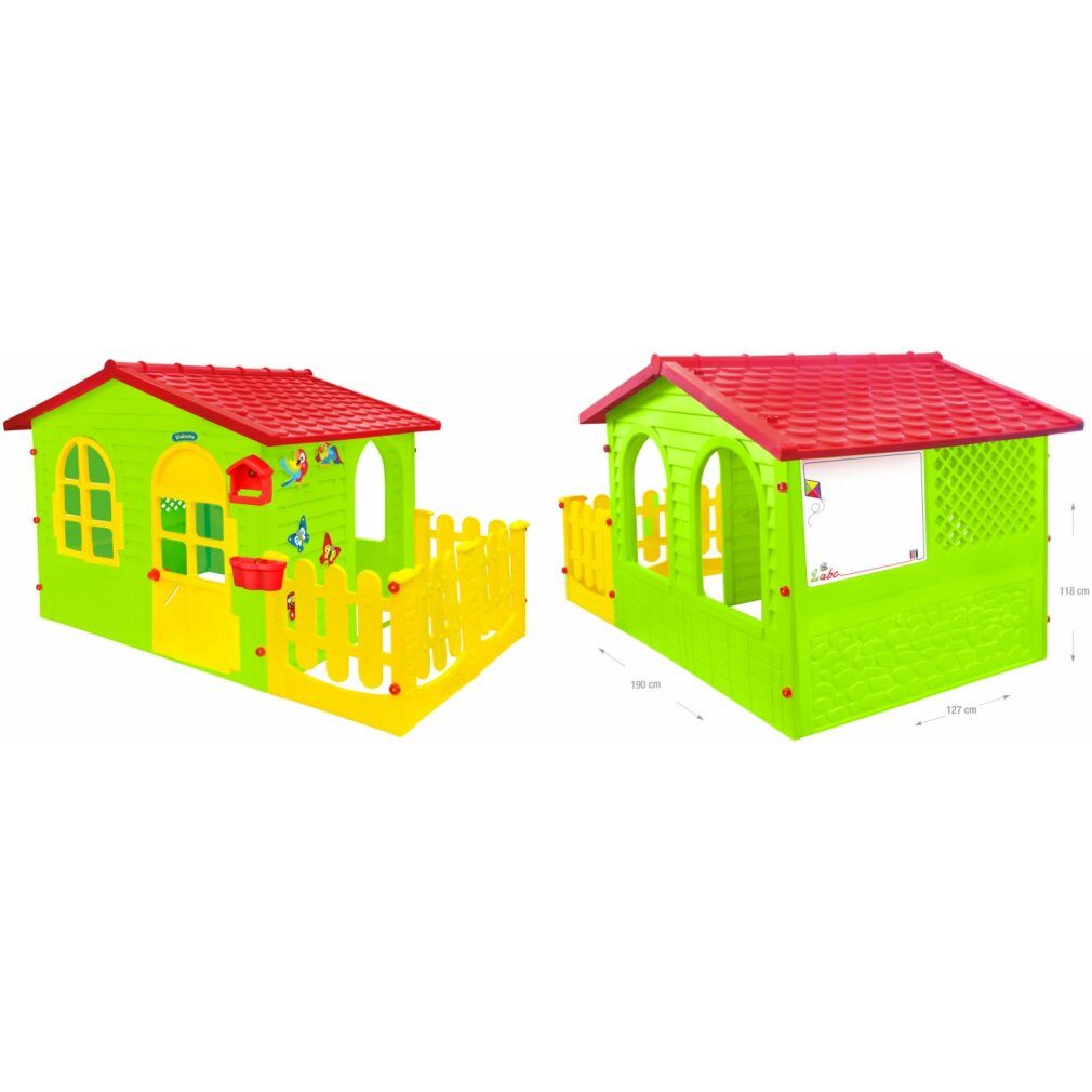 Mochtoys Autorennbahn Gartenhaus für Kinder mit Zaun und Brett