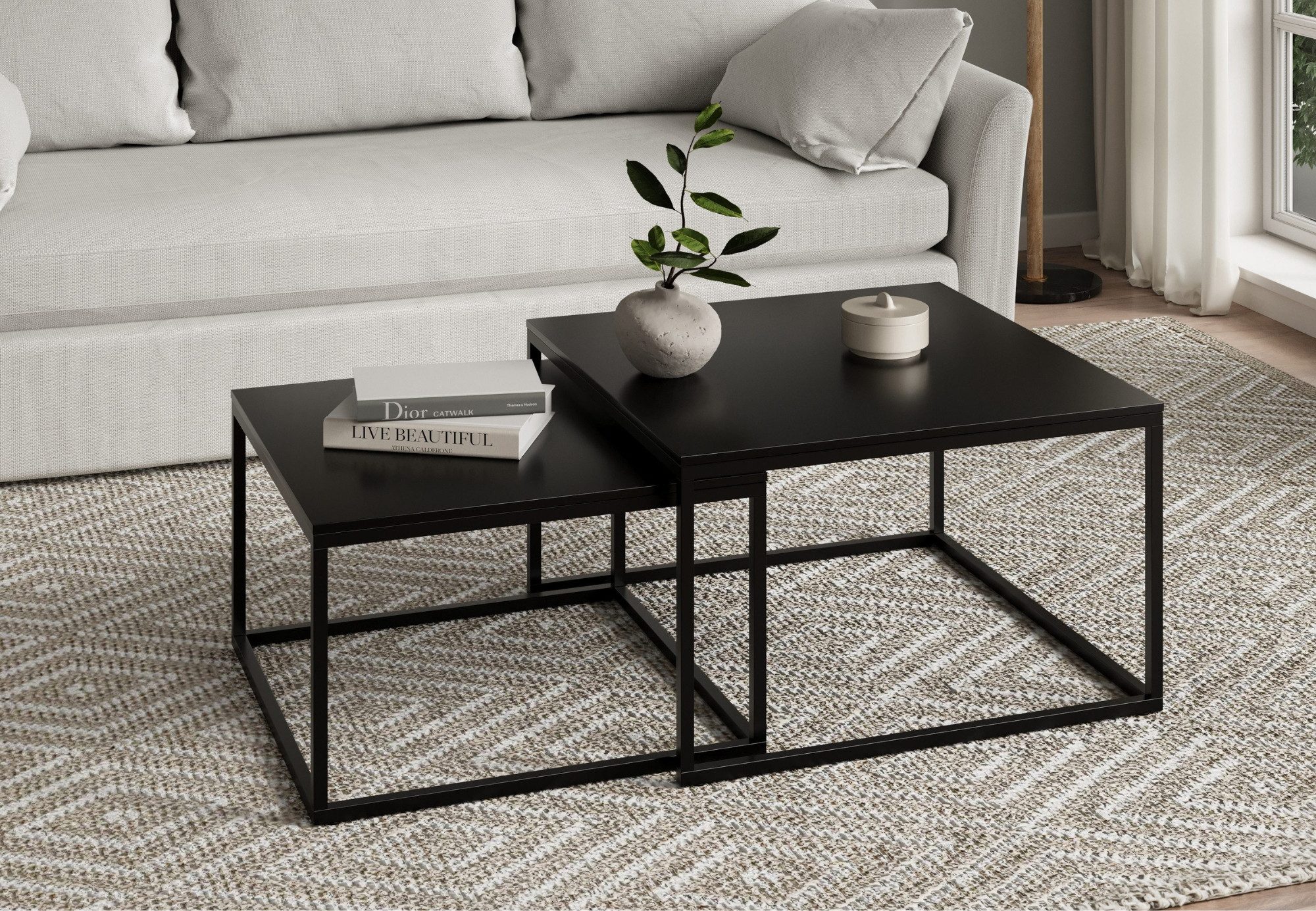 Couchtisch Couchtisch 2er Set 42cm und 36cm hoch, Beistelltisch Loft Design