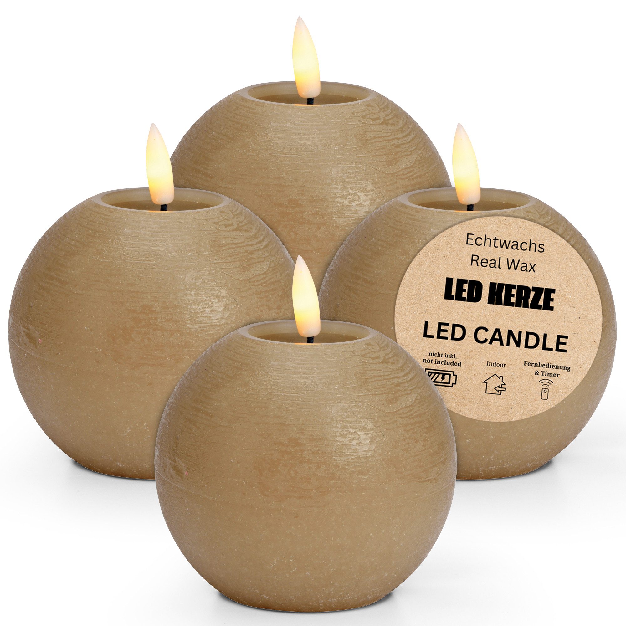 matches21 HOME & HOBBY LED-Kerze LED Kerze Kugeln 4er Set Wachs, Flackernde günstig online kaufen