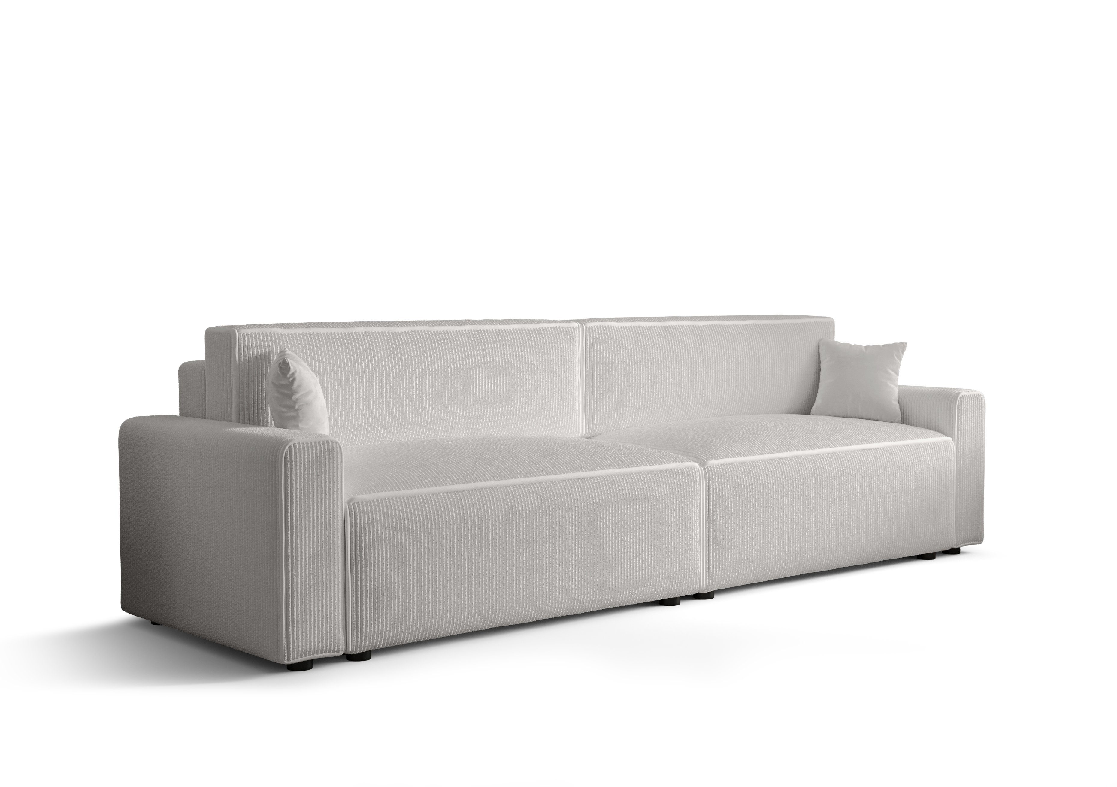 pressiode mit und Sofa COUCH Schlaffunktion Schlafsofa, MIRA X2 Weiß Bettkasten 292cm BIS