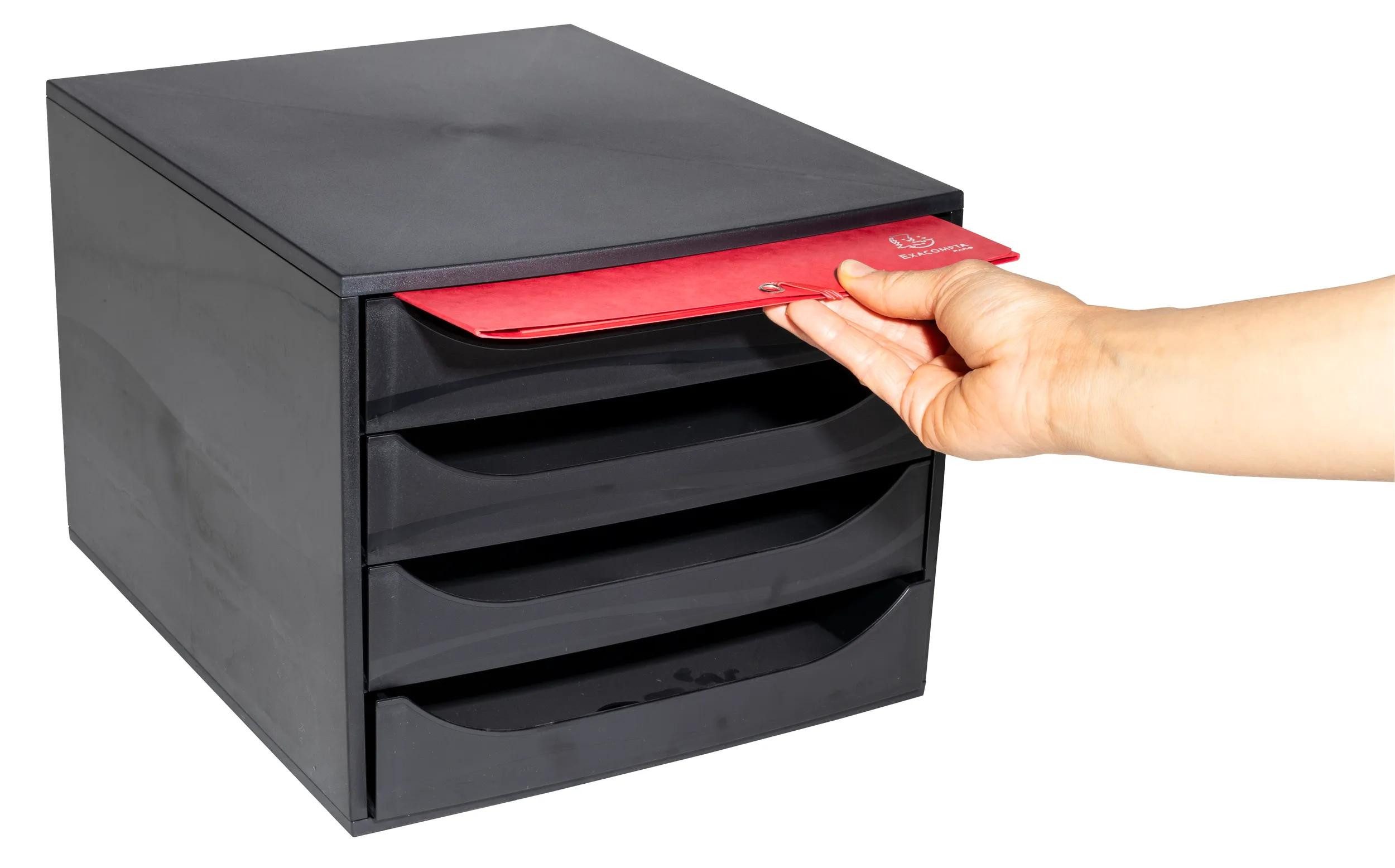 EXACOMPTA Schubladenbox ECOBOX Schubladenbox mit 4 Schubladen - Schwarz - 228014D, Schubladenboxen
