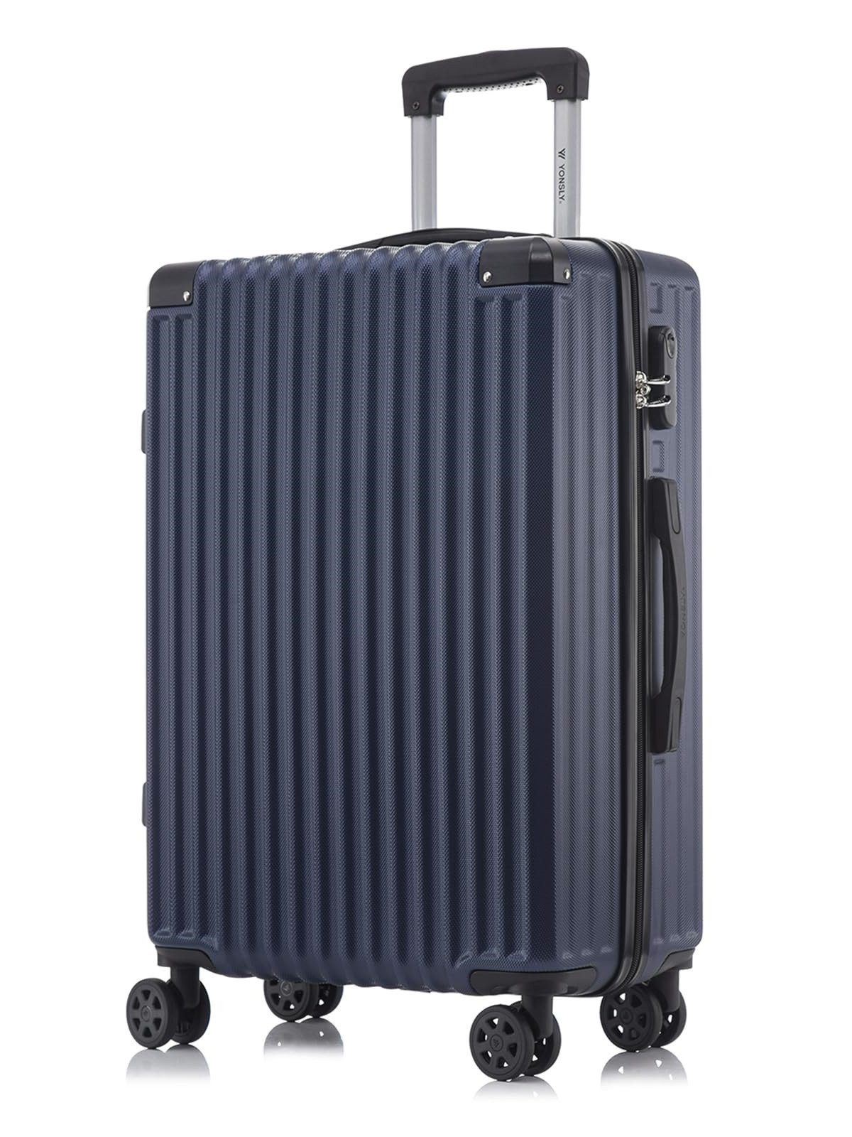 YONSLY Koffer Hartschalen-Reisekoffer Trolley Handgepäck, 4 Rollen, ABS-Hartschale, Zahlenschloss, weicher Gummigriff