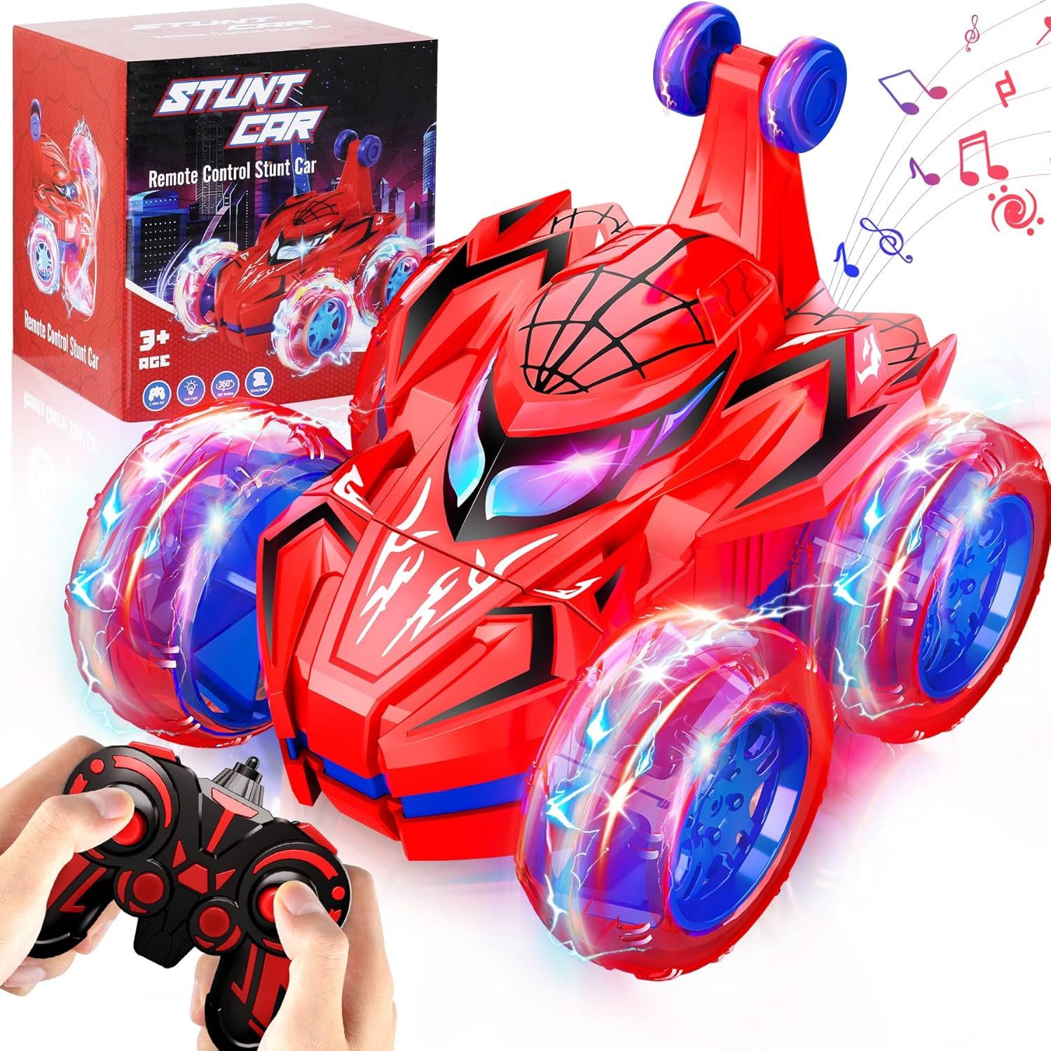 POPOLIC RC-Auto Ferngesteuertes Auto RC Auto Spider Spielzeug ab 3+ Jahre Junge (1-tlg., Indoor Outdoor Spielzeug Kinder Weihnachten Geschenke), Spinnenauto Remote Control Stunt Car