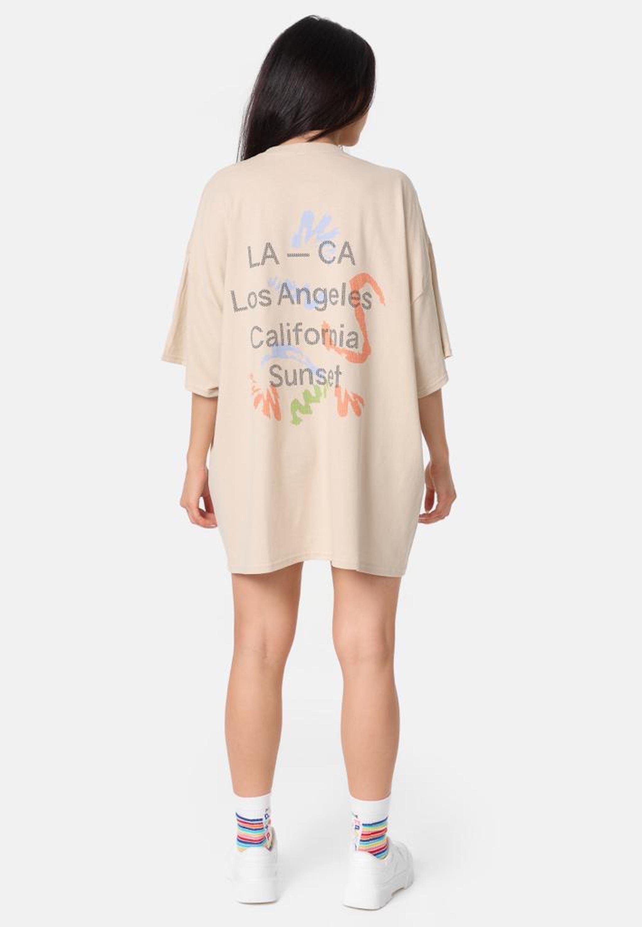 Worldclassca Print-Shirt Worldclassca Oversized T-SHIRT LA Print Washed Tee Sommer Oberteil Neu