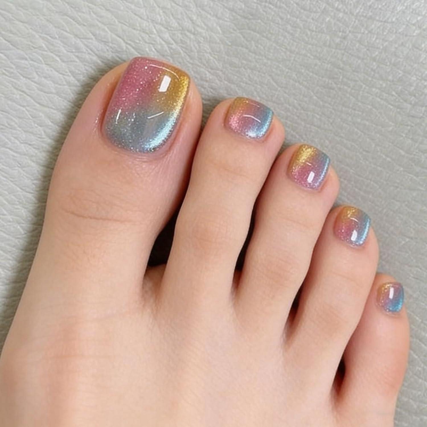 LuxusKollektion Kunstfingernägel Zehennägel Glitzer Regenbogen Mehrfarbig