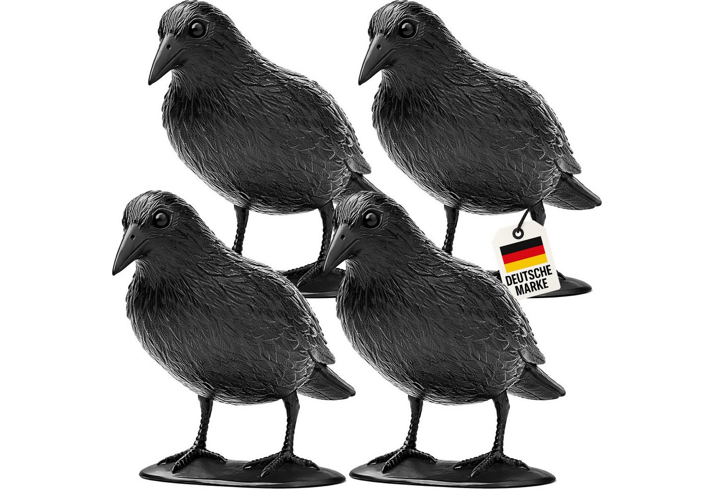 Wellgro Gartenfigur 4 x Vogelschreck Krähe sitzend, (4 St)