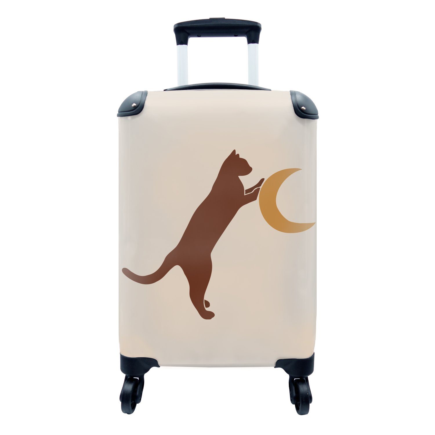 Mond rollen, Rollen, - Bohème Katze - Ferien, Handgepäck - 4 Handgepäckkoffer Minimalismus, für Reisekoffer Trolley, MuchoWow mit Reisetasche