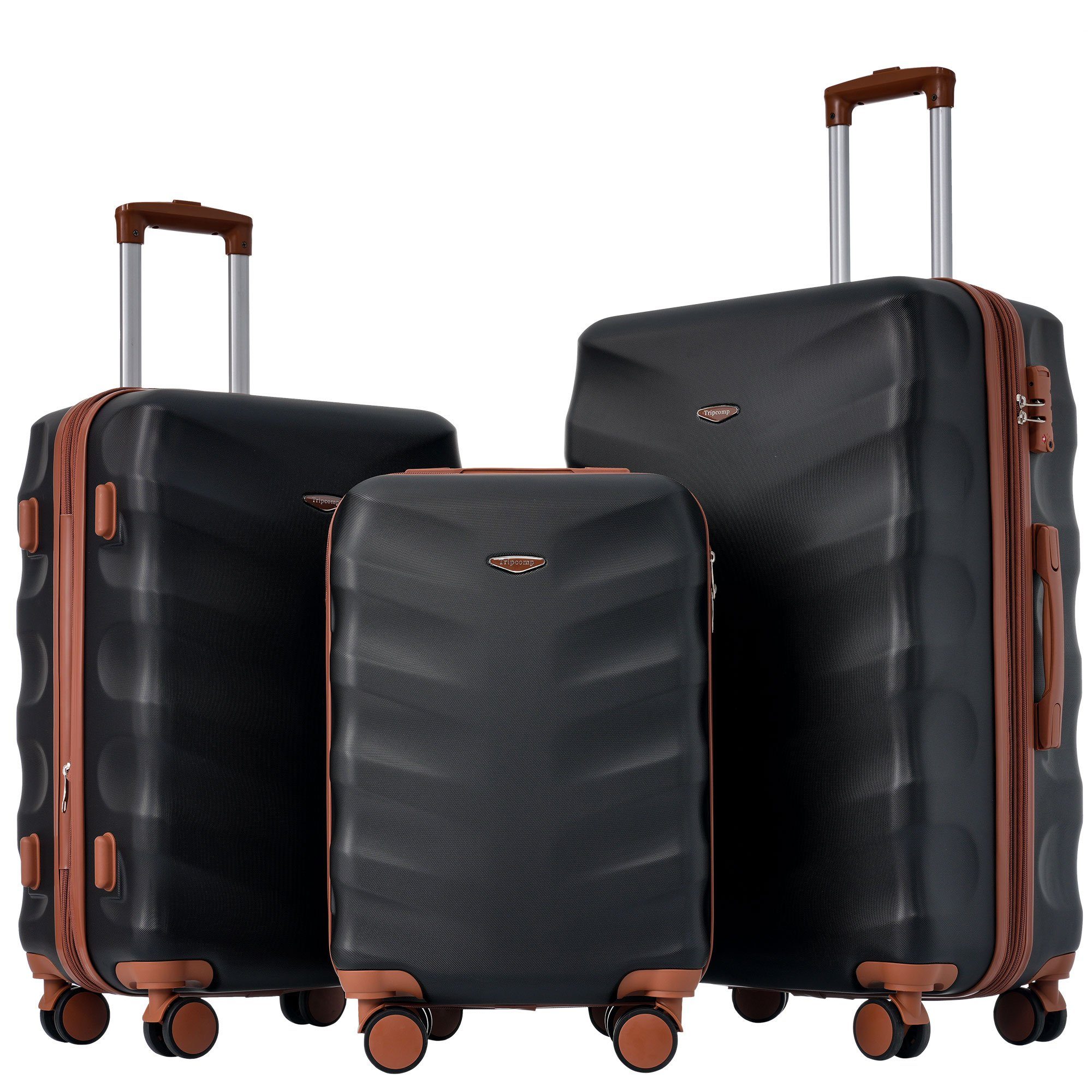 ABS-Material, 4 tlg), Rollen, TSA 4 Hartschale Trolley Trolleyset Reisekoffer, Set Rollen, Handgepäck Reisekoffer, Schawrz Handgepäck Zollschloss Kofferset (3 REDOM