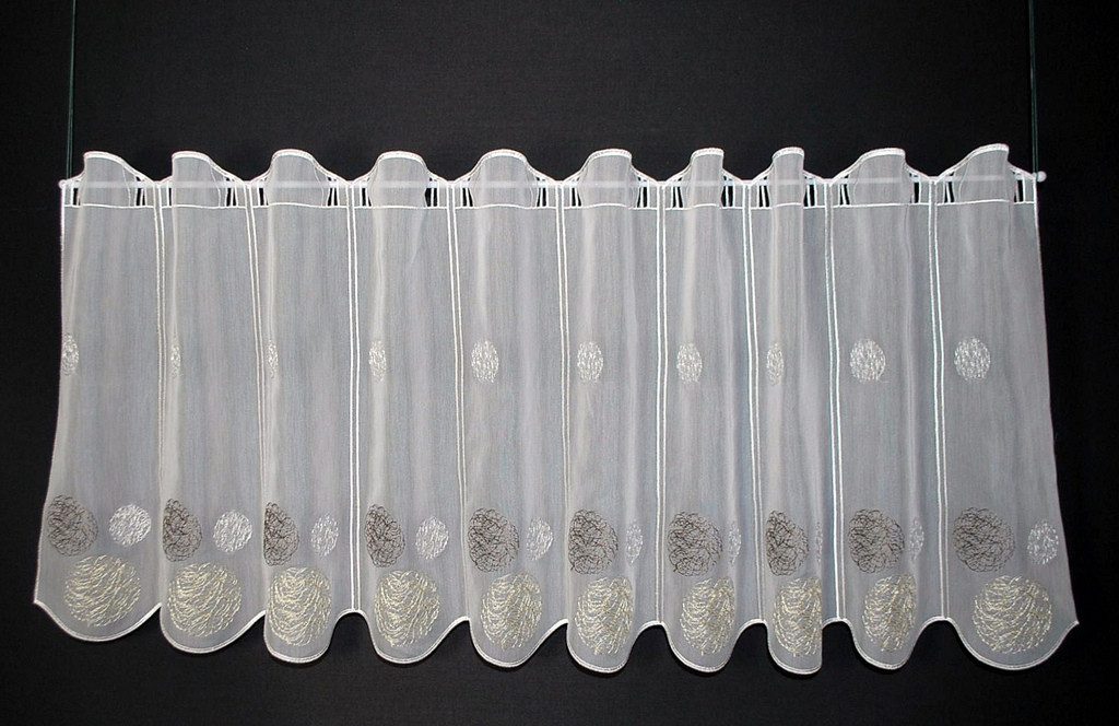 Gardinen Kranzusch Scheibengardine bestickte Kugeln (1 St), Stangendurchzug, transparent, Stablöcher,transparent,verschiedene Höhen, Breiten