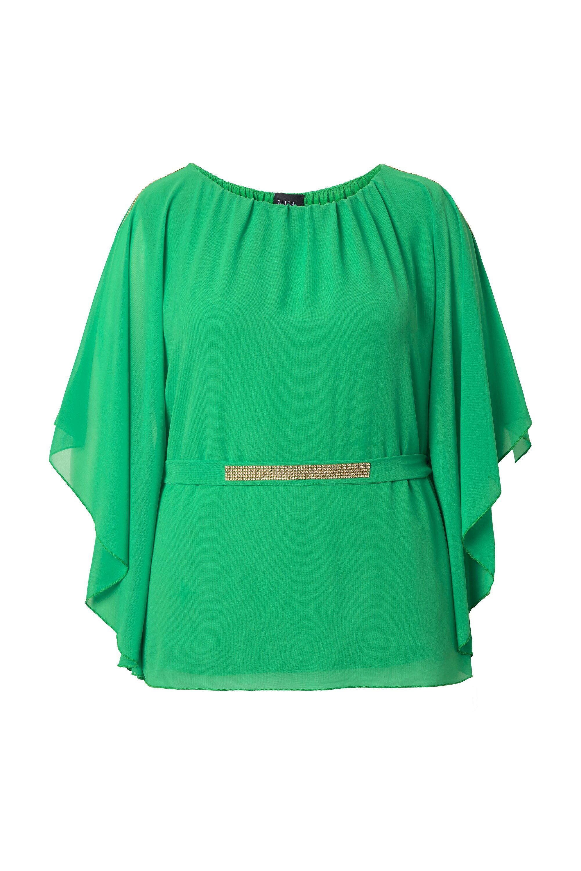 Ulla Popken Tunika Bluse Ziersteine U-Boot-Ausschnitt Fledermausarm