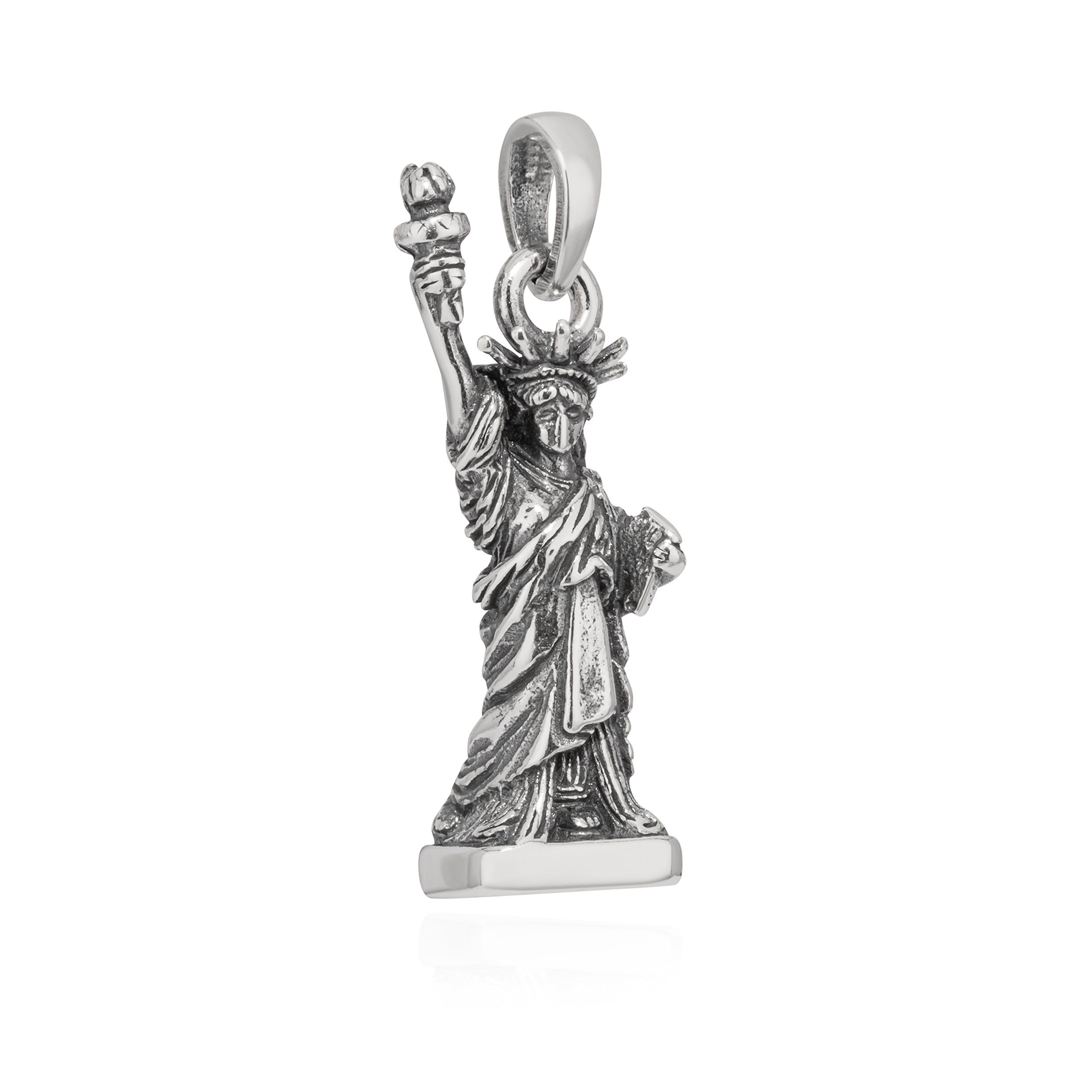 NKlaus Kettenanhänger Kettenanhänger Freiheitstatue 925 Si, Silber rhodiniert 925 26x8mm Silber