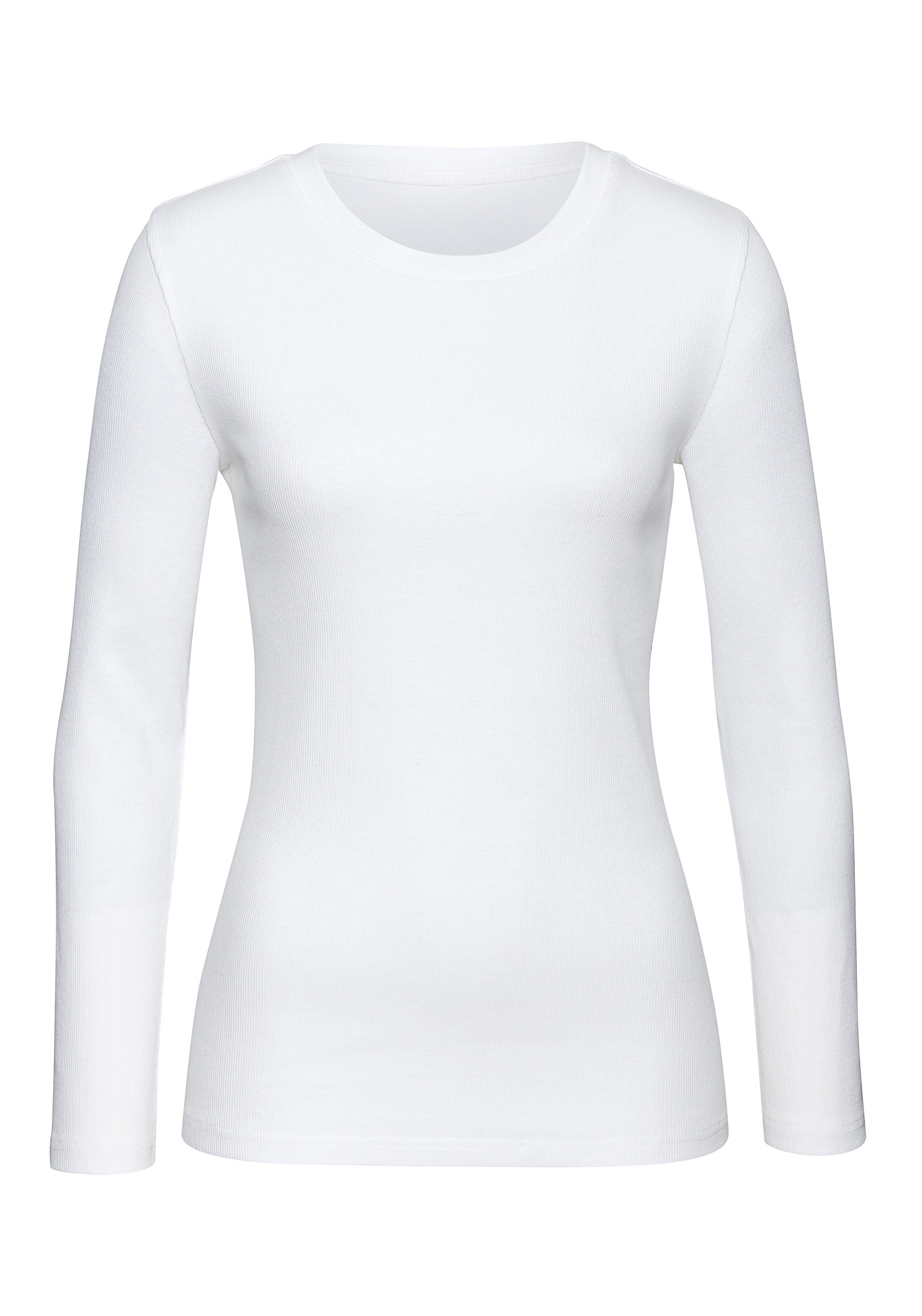 Vivance by Lascana Langarmshirt aus modischer Rippware (2er-Pack) aus Baumwoll-Stretch – Bild 4 von 5