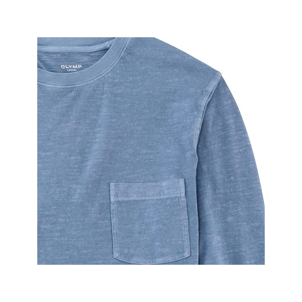 (1-tlg) mittel-blau Rundhalsshirt OLYMP