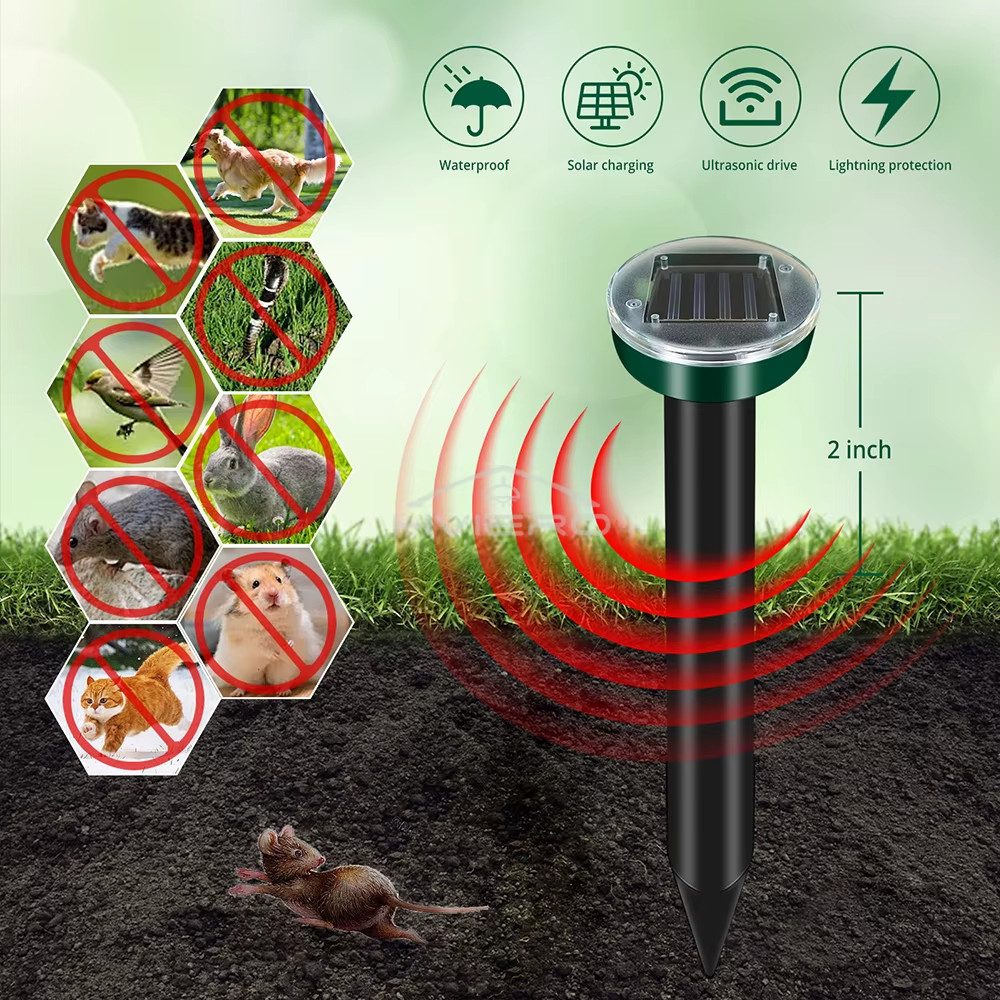 Athlix Ultraschall-Tierabwehr Solar Ultraschall Schädlings- & Tiervertreiber Outdoor 4er Pack, 4-tlg., Speziell für die ganzjährige Nutzung im Außenbereich konz – Bild 3 von 4