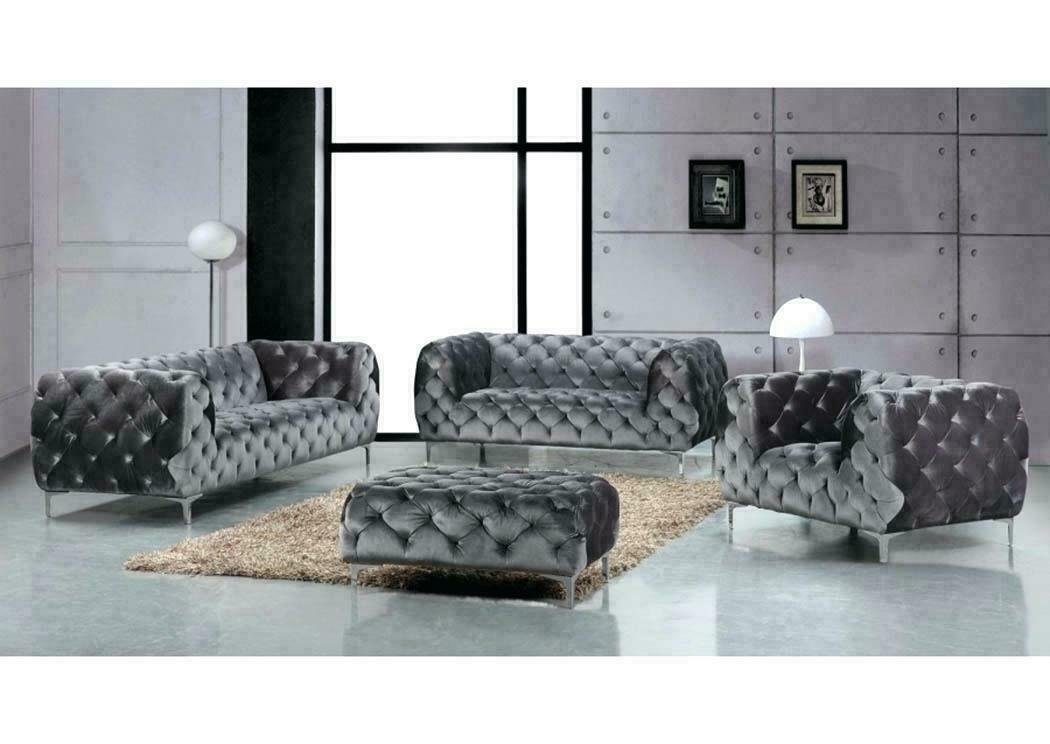 JVmoebel Chesterfield-Sofa Graue Designer Luxus Wohnlandschaft Chesterfield Polster Sofa Sitz, Made in Europa