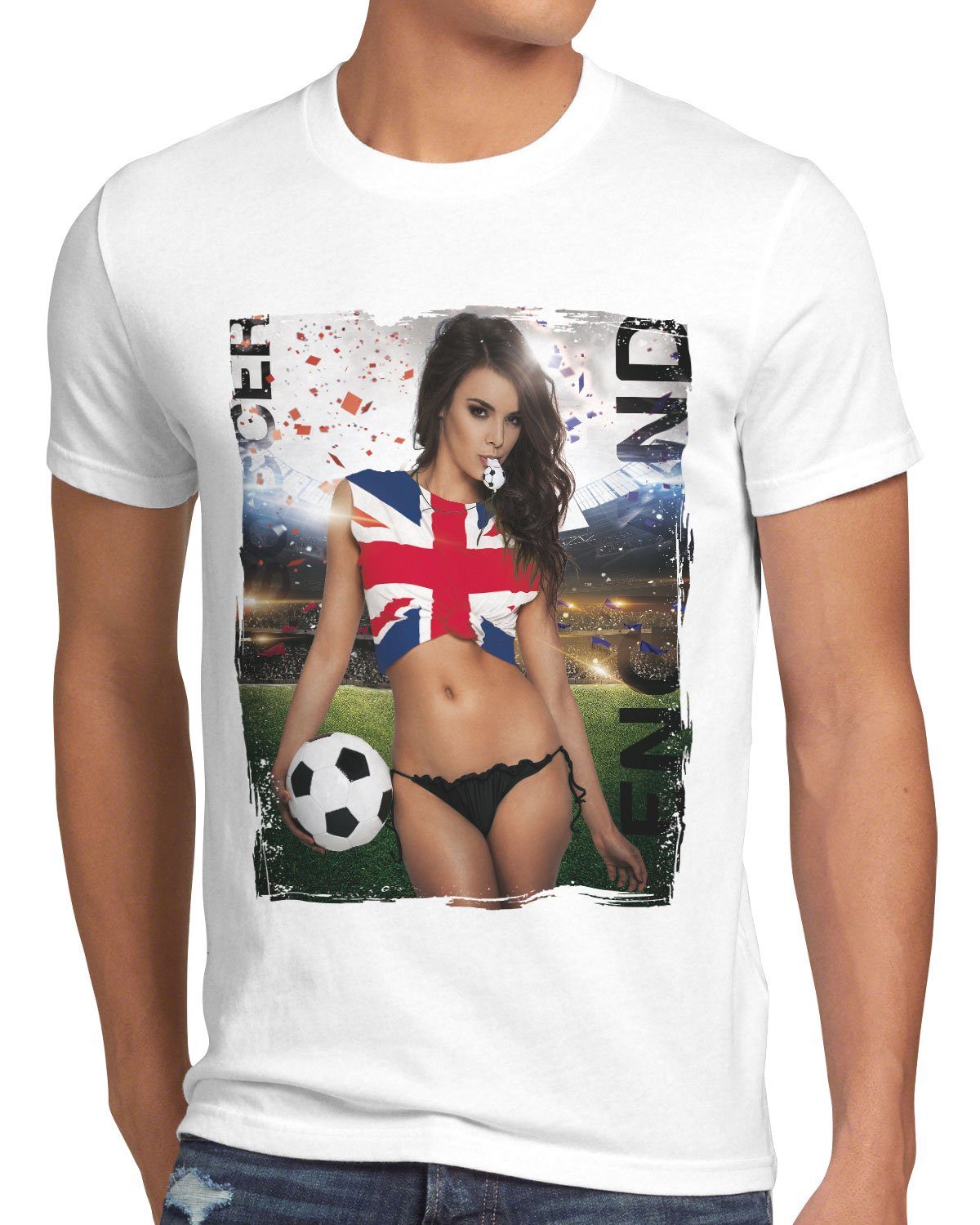 style3 Print-Shirt Herren T-Shirt EM 2022 Soccer Girl Deutschland Fußball Trikot Germany Weiss | T-Shirts