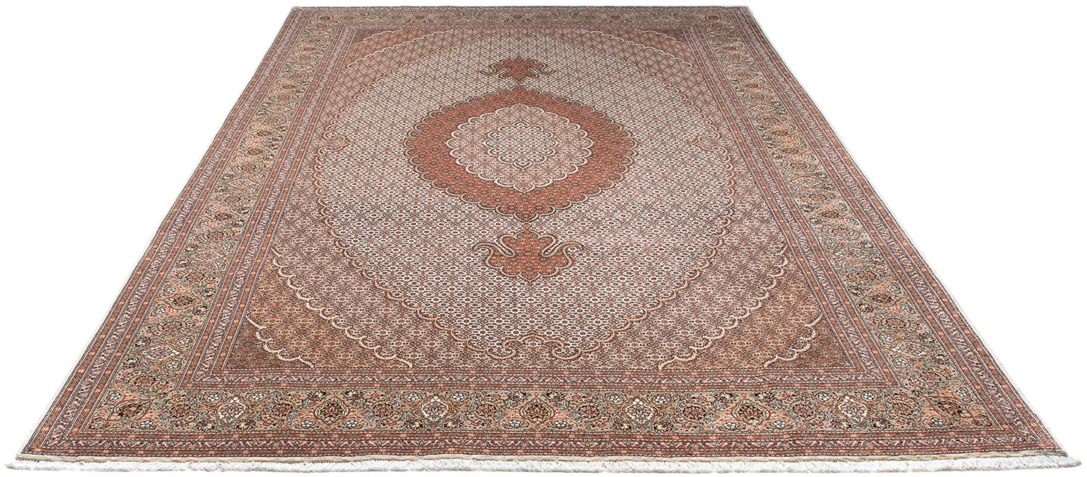 Orientteppich Perser - Täbriz - 300 x 200 cm - hellbraun, morgenland, rechteckig, Höhe: 10 mm, Wohnzimmer, Handgeknüpft, Einzelstück mit Zertifikat