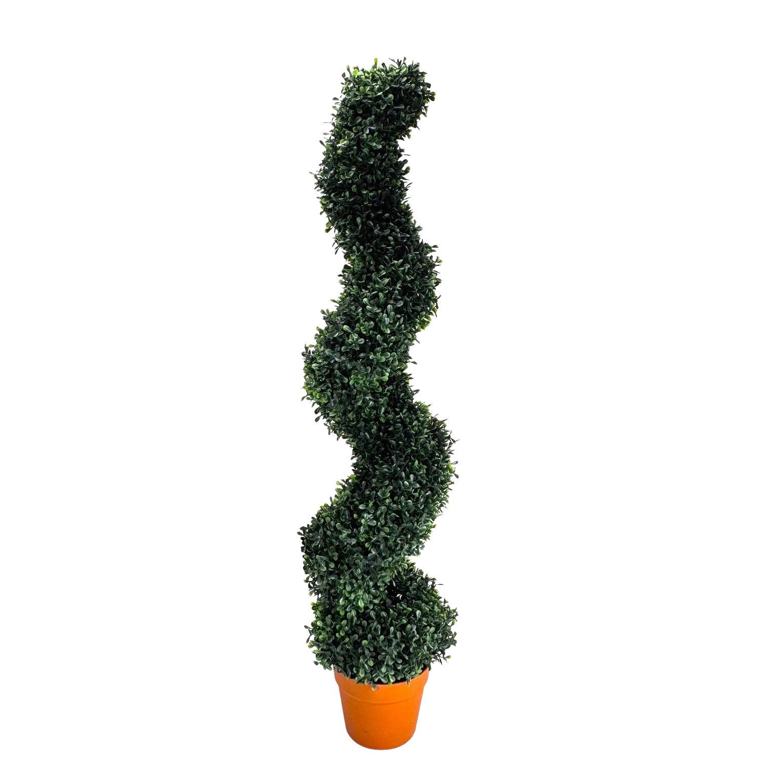 Kunstpflanze für den Außenbereich geeignet - moderne Spiralform - künstlicher Buchsbaum, Online-Fuchs, ca. 103 cm hoch - Outdoor geeignet