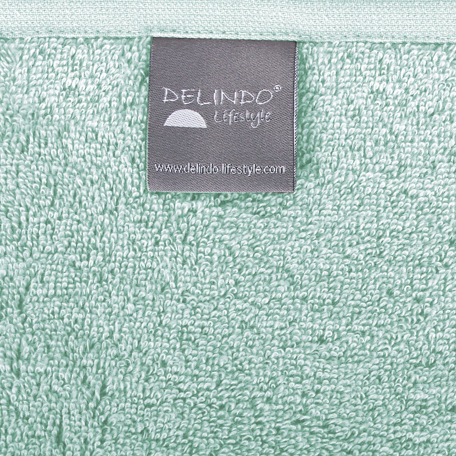 Delindo Lifestyle Saunatuch Saunatuch Colares, mit Baumwolle eingewebtem mint (1-St), Schriftzug