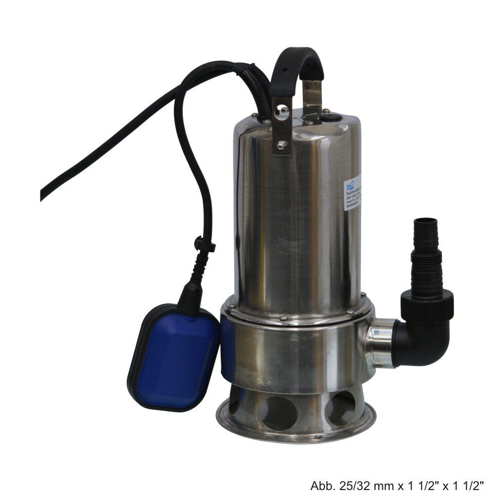 bevo Gartenpumpe Tauchpumpe Edelstahl 25/32x1 1/2"x1 1/2"IG x Schlauchtülle 230V mit Sc