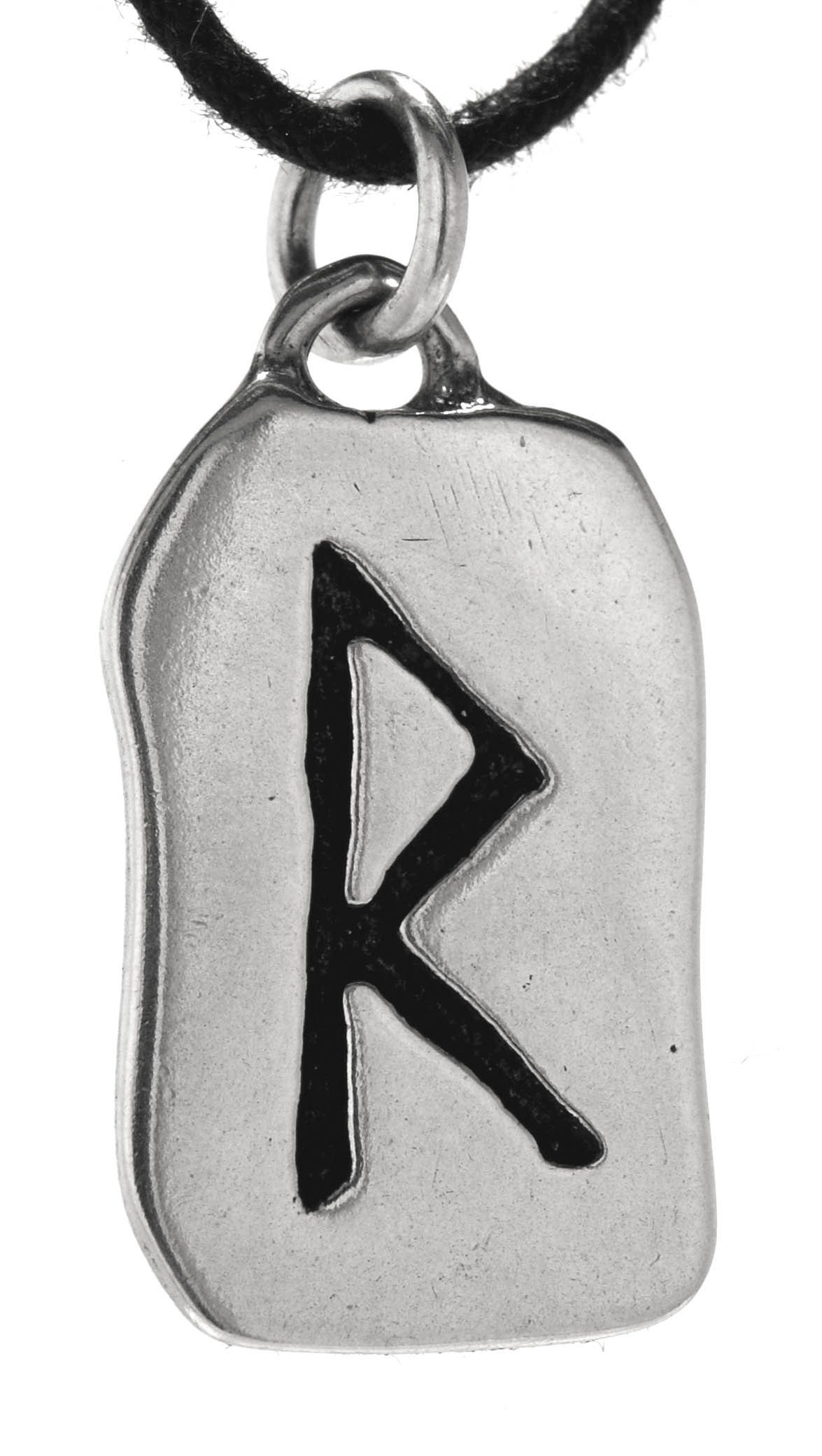 Kiss Raido 925 Leather of Silber R Rune Buchstabe Sterling Kettenanhänger